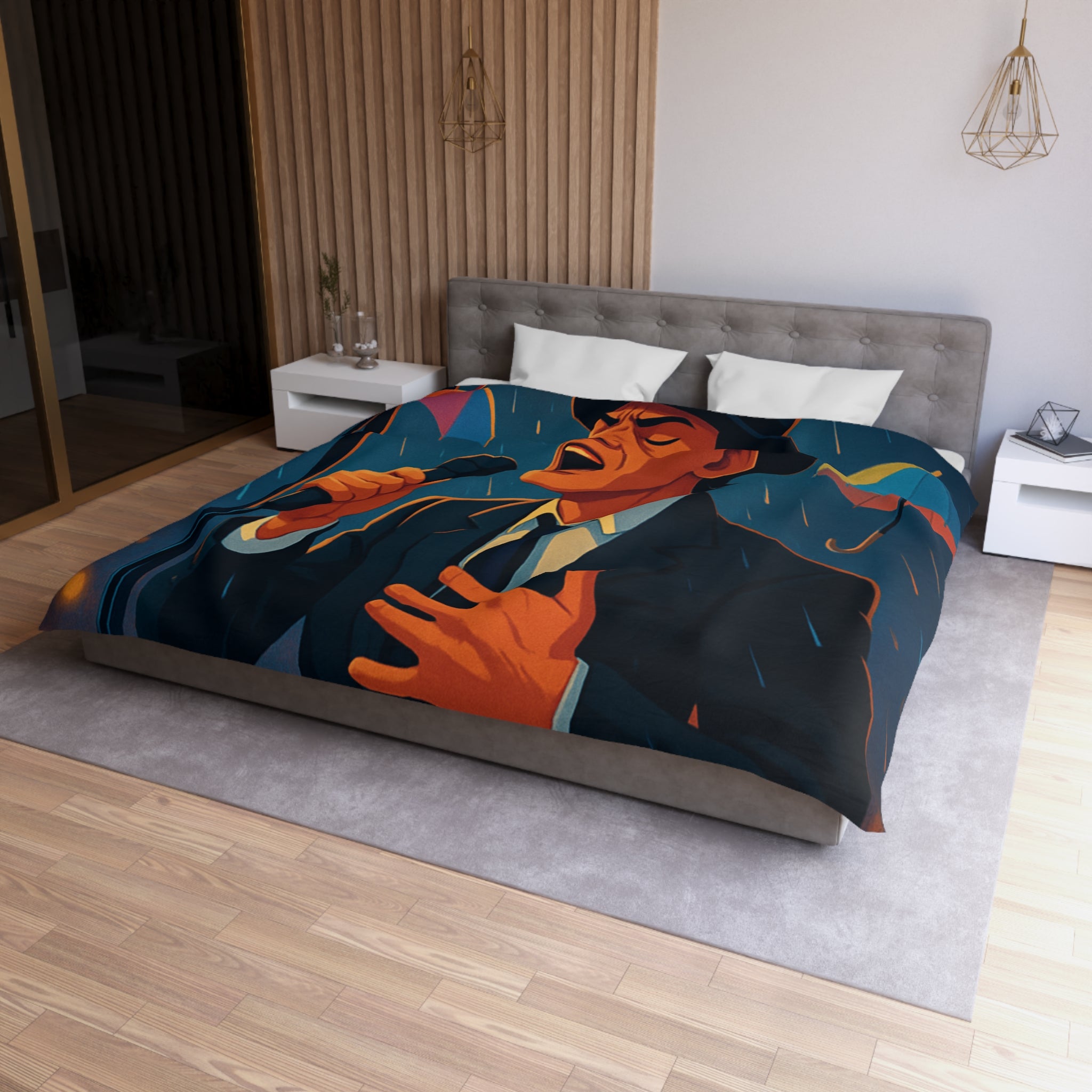 Housse de Couette Microfibre Illustration Unique Design Moderne Décoration Intérieure Raffinée