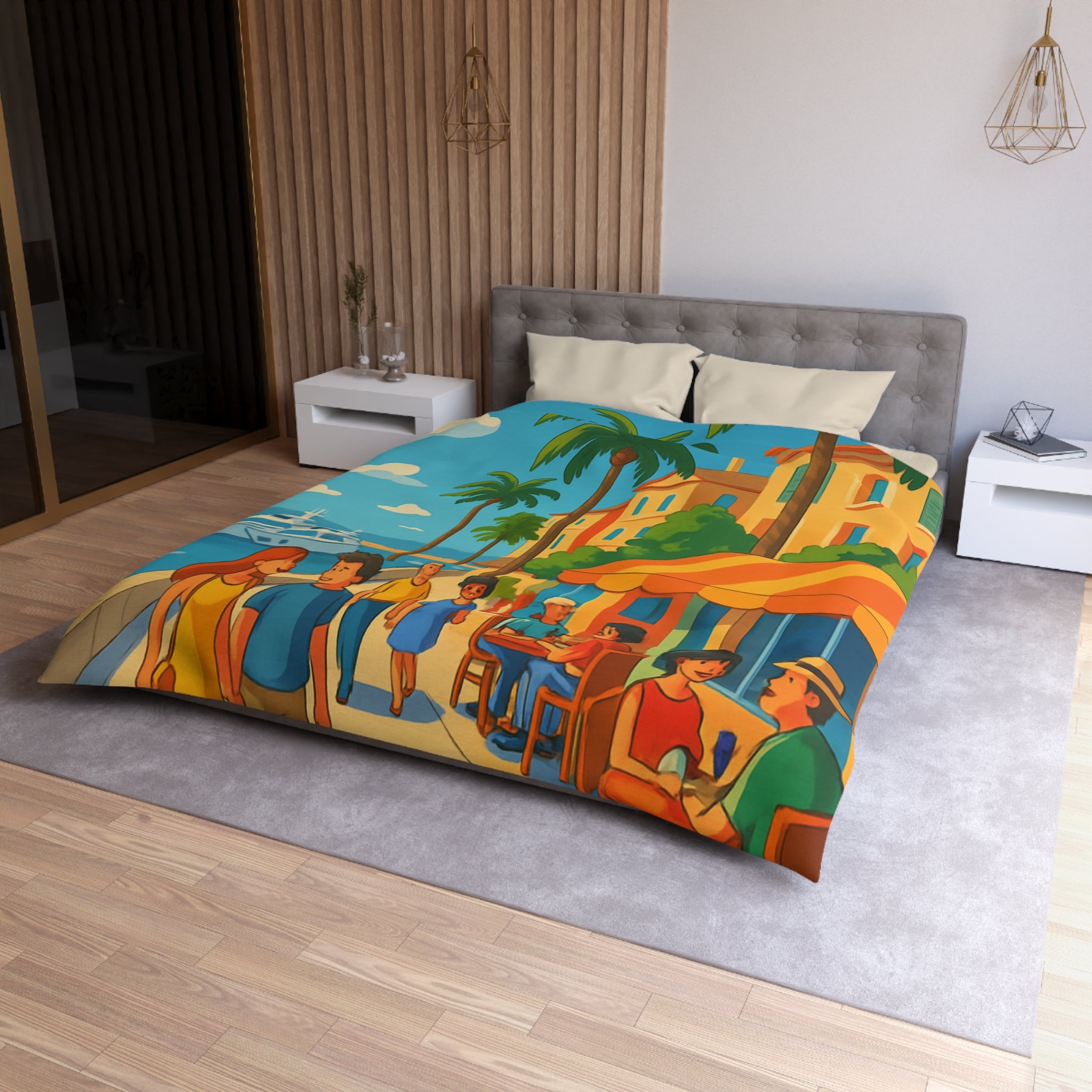 Housse de Couette Microfibre Illustration Unique Design Moderne Décoration Intérieure Raffinée