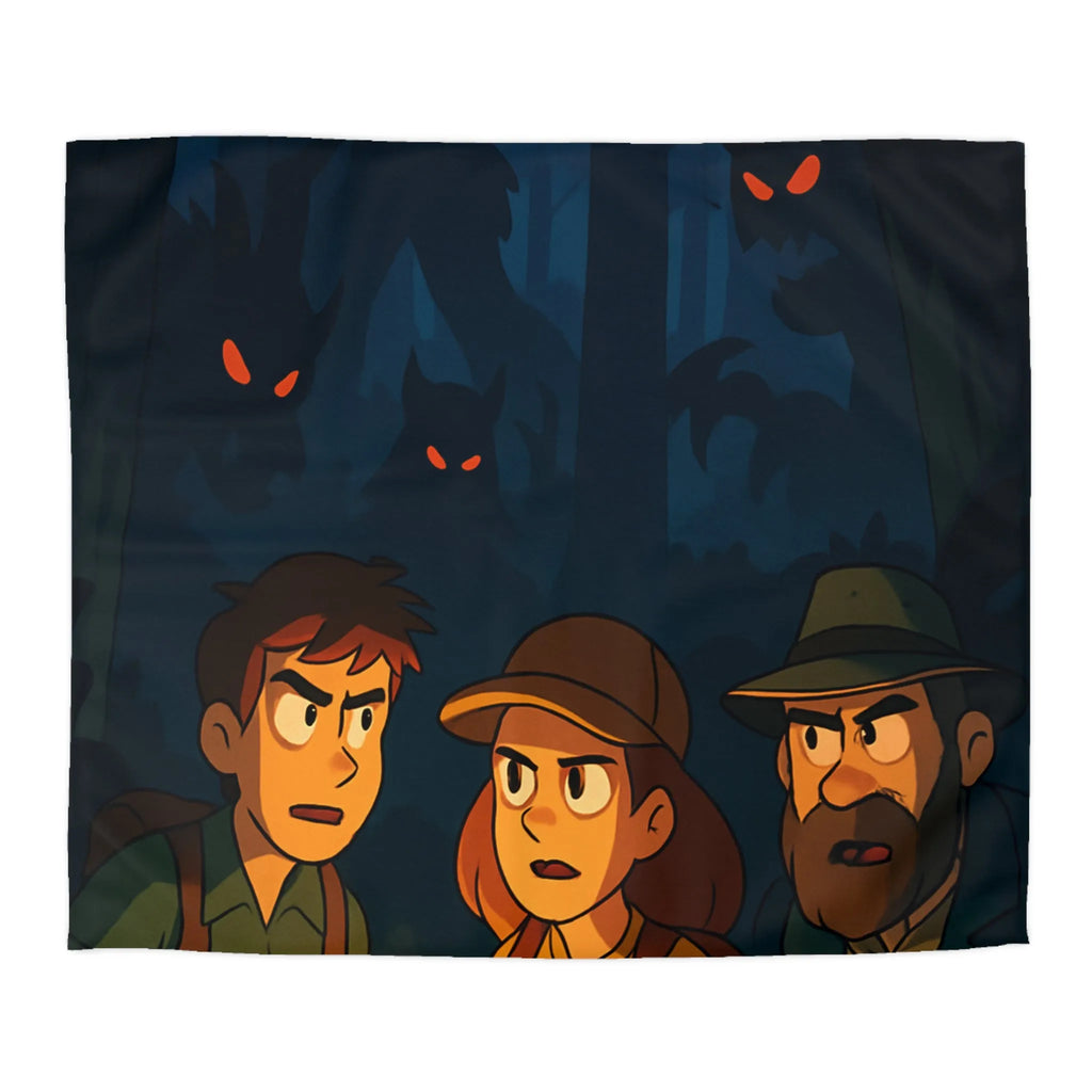 Housse de Couette Forêt Enchantée Nocturne avec Aventuriers et Créatures Mystiques Illustrée