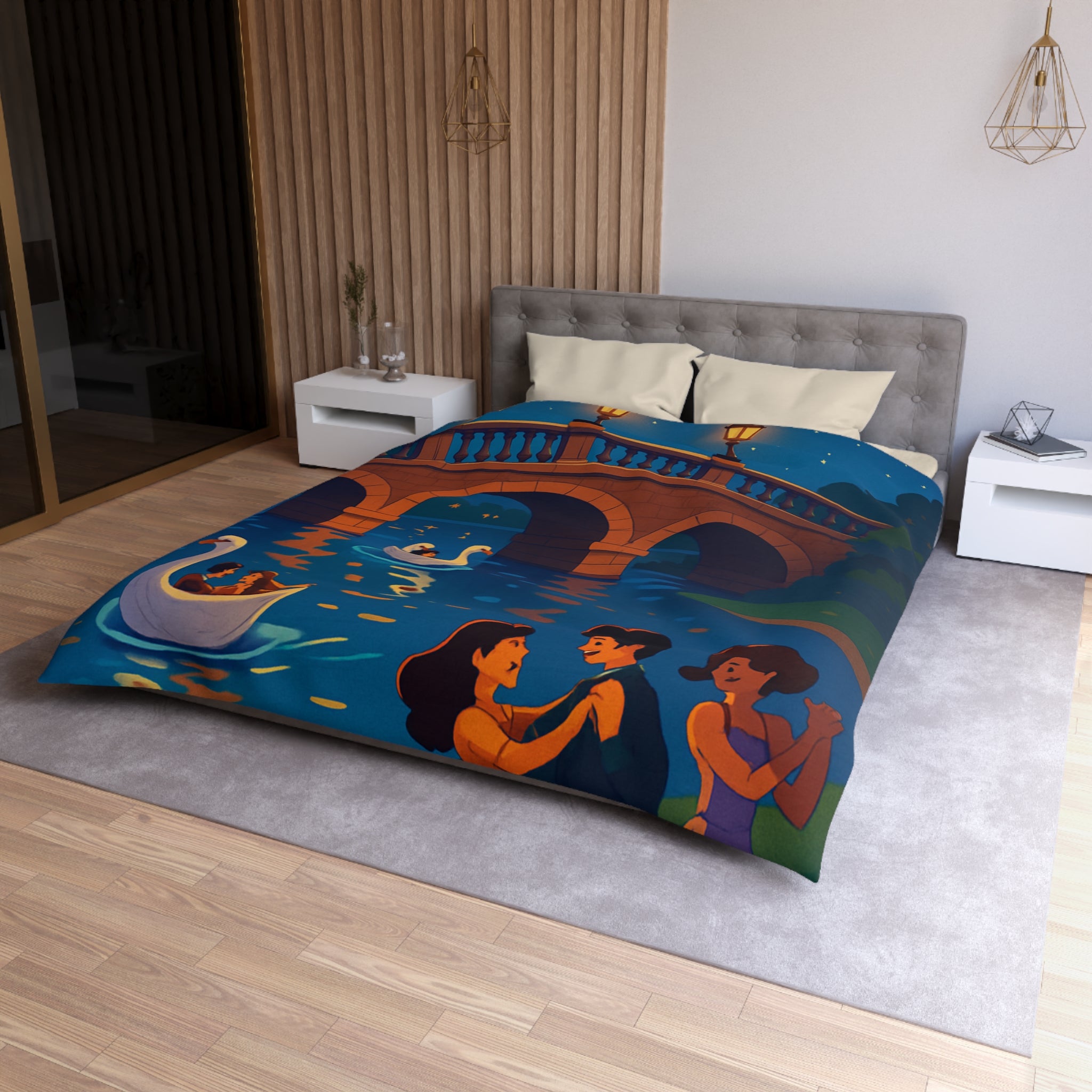 Housse de Couette Microfibre Illustration Unique Design Moderne Décoration Intérieure Raffinée