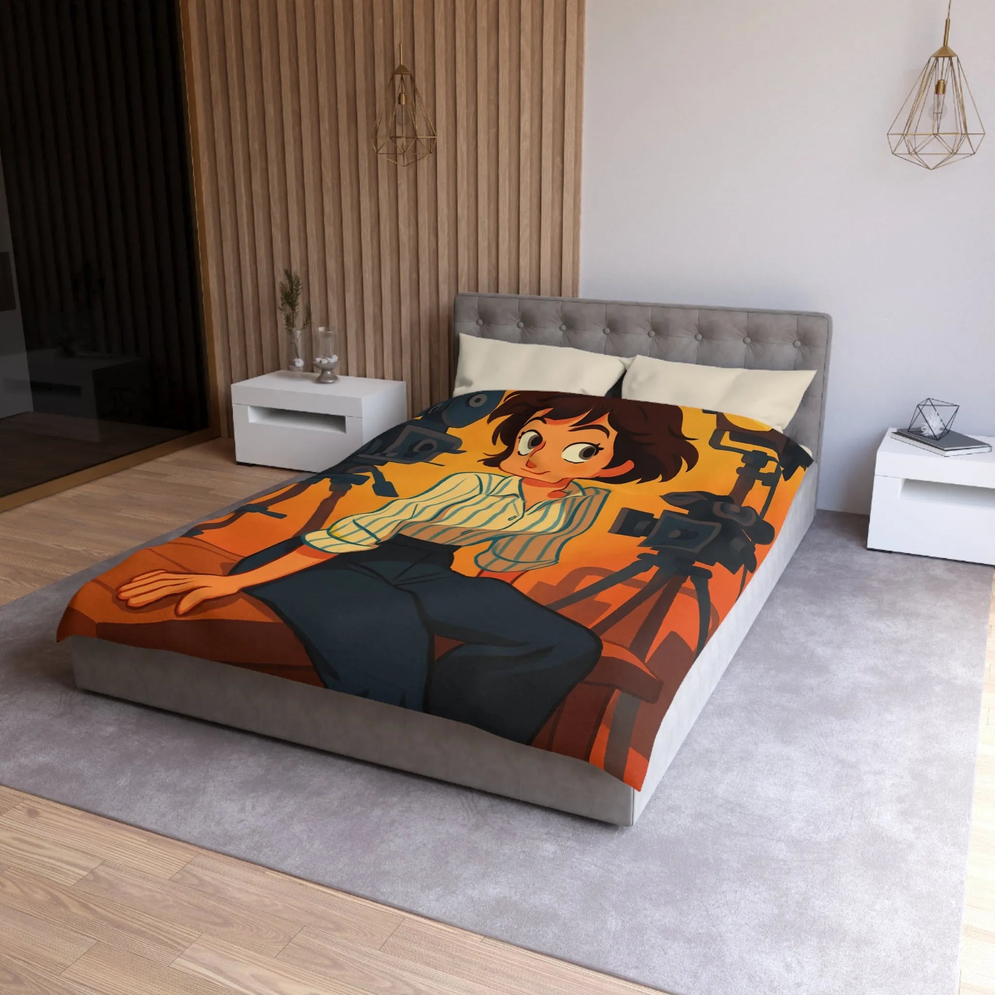 Housse de Couette Microfibre Art Graphique Contemporain Style Décoratif Chambre Tendance