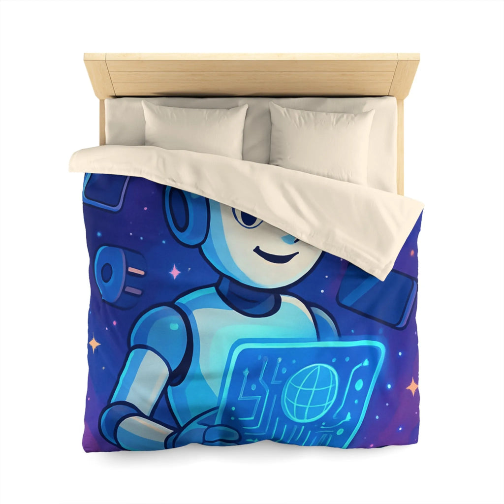 Housse de Couette Futuriste avec Robot et Gadgets Technologiques pour Chambre Moderne
