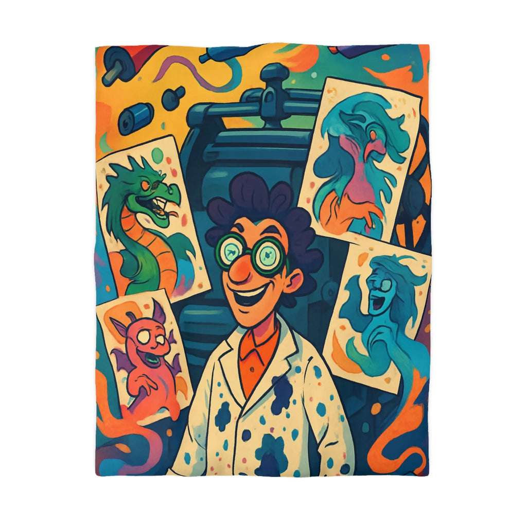 Housse de Couette Colorée avec Illustrations Fantastiques et Design Artistique Vibrant pour Enfants