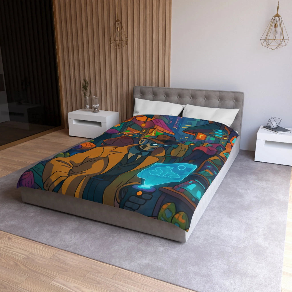 Explorez l'univers rétro-futuriste avec cette housse de couette robotique élégante et colorée