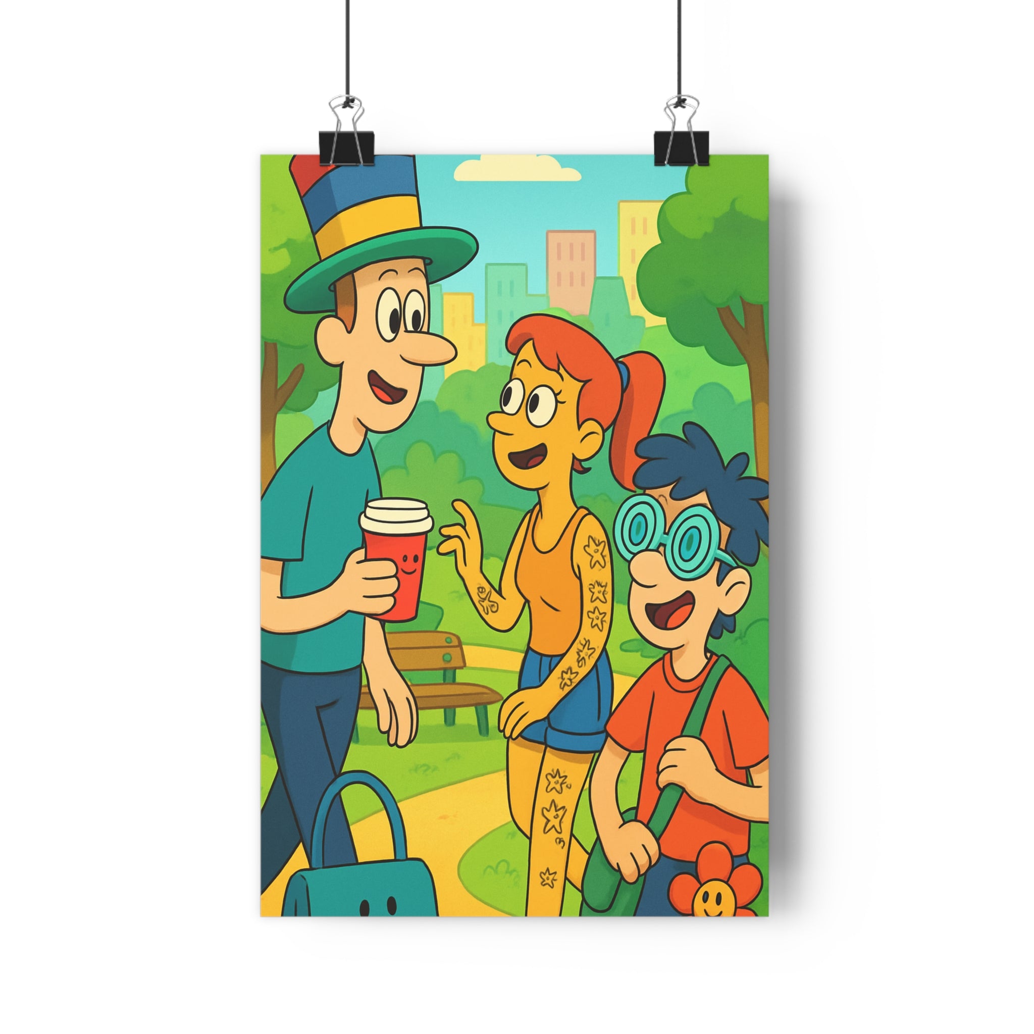 Poster décoratif moderne couleurs vives cartoon ambiance ludique salon chambre enfant design créatif unique