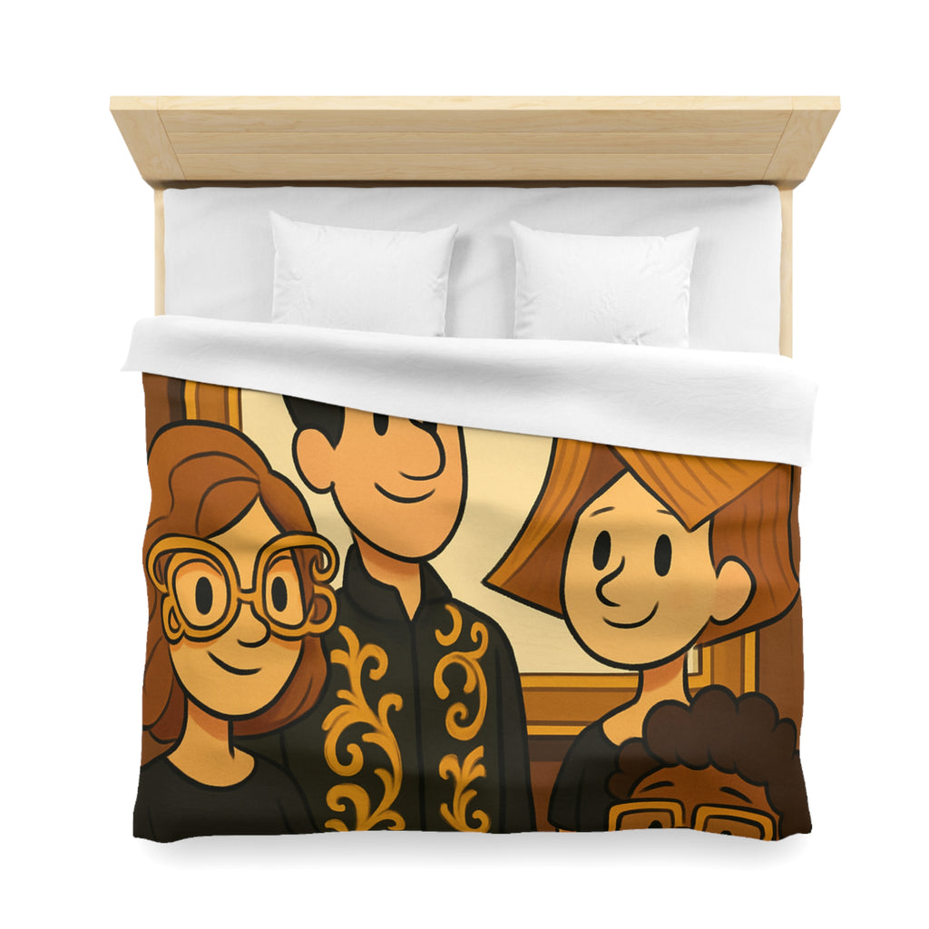 Housse de Couette Originale avec Illustration de Quatre Personnages Animés au Style Unique