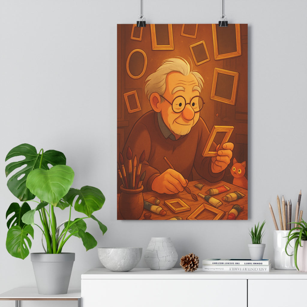 Poster décoratif cartoon chaleureux coloré rouge jaune salon chambre enfant artisan vintage accueillant unique