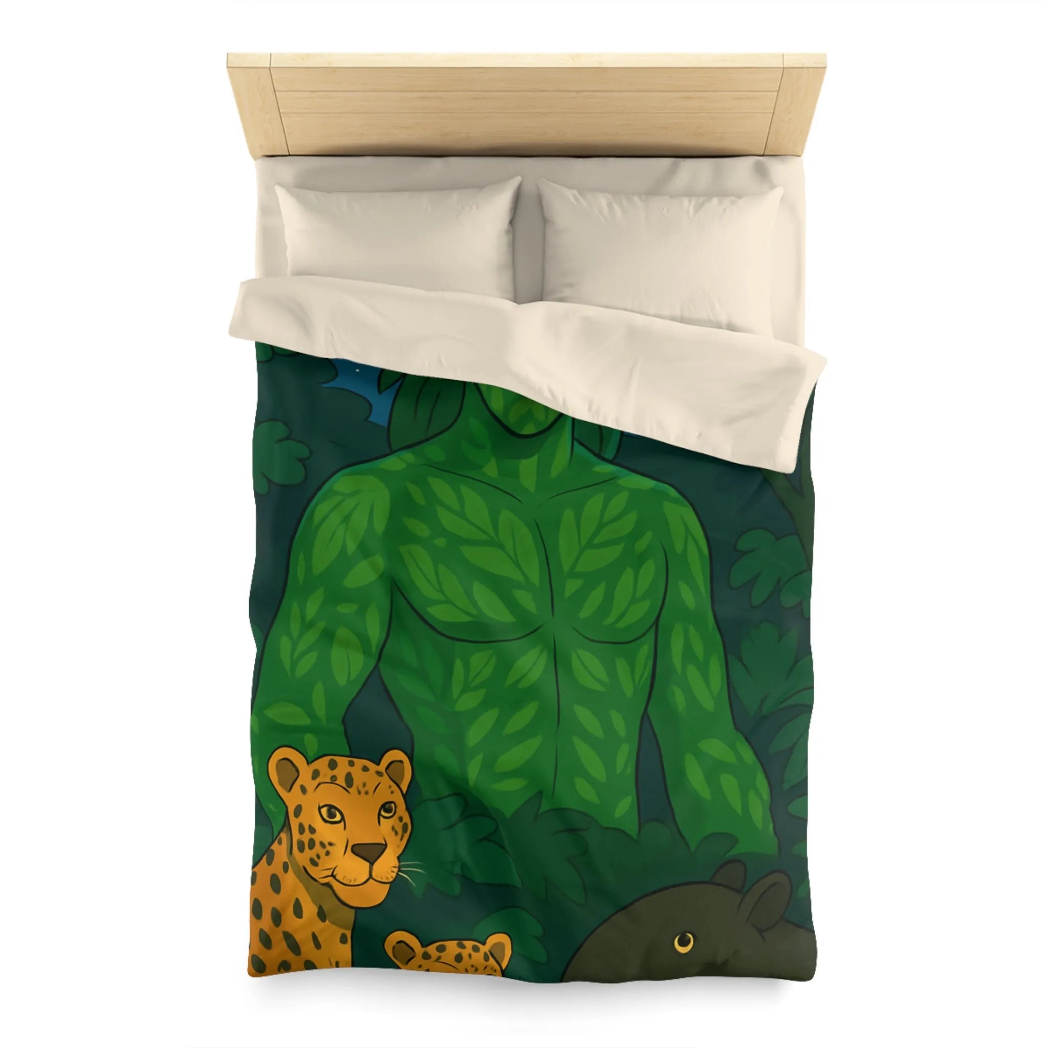 Housse de couette forêt mystérieuse avec créature magique et animaux exotiques nocturnes