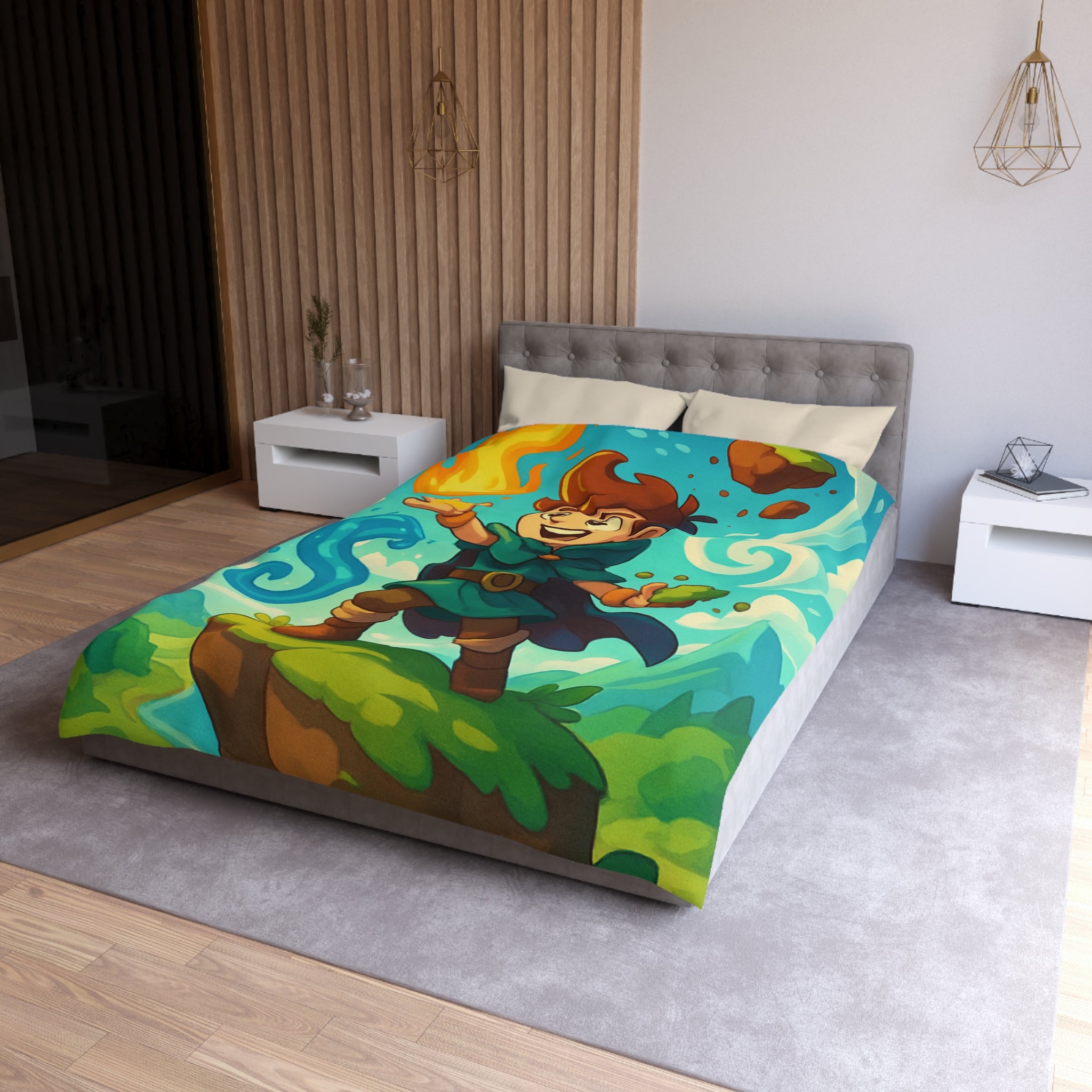 Housse de Couette Microfibre Motif Créatif Original Style Contemporain Chambre Élégante