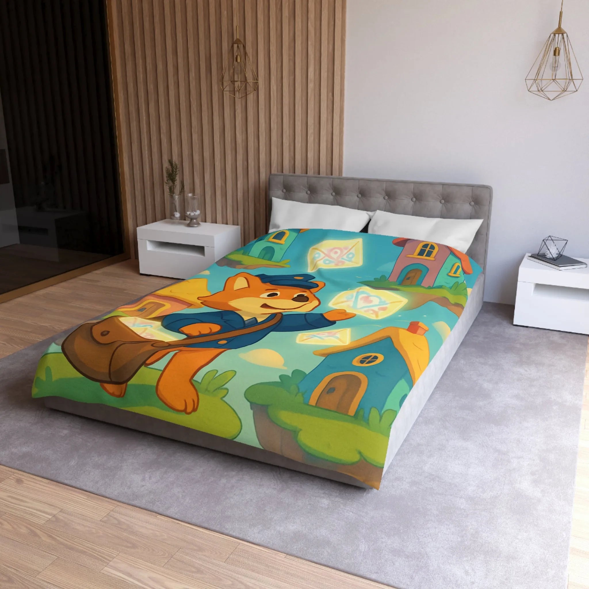 Housse de Couette Microfibre Art Graphique Contemporain Style Décoratif Chambre Tendance