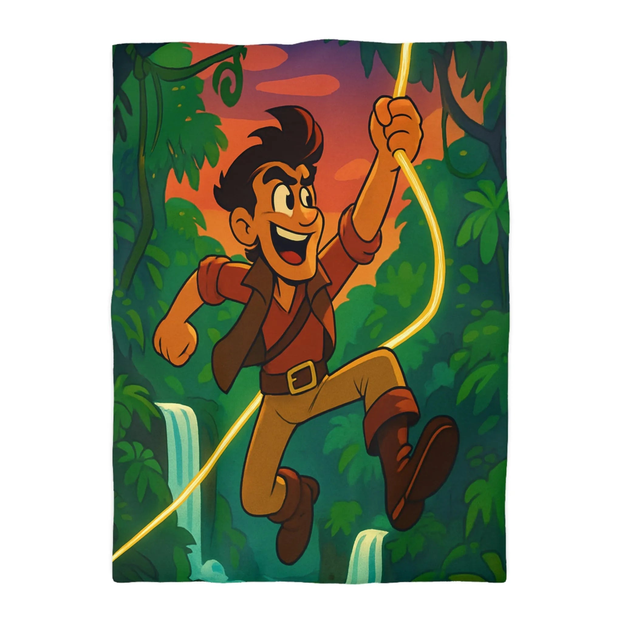 Housse de couette aventure jungle vibrante cascade pour chambre à thème nature