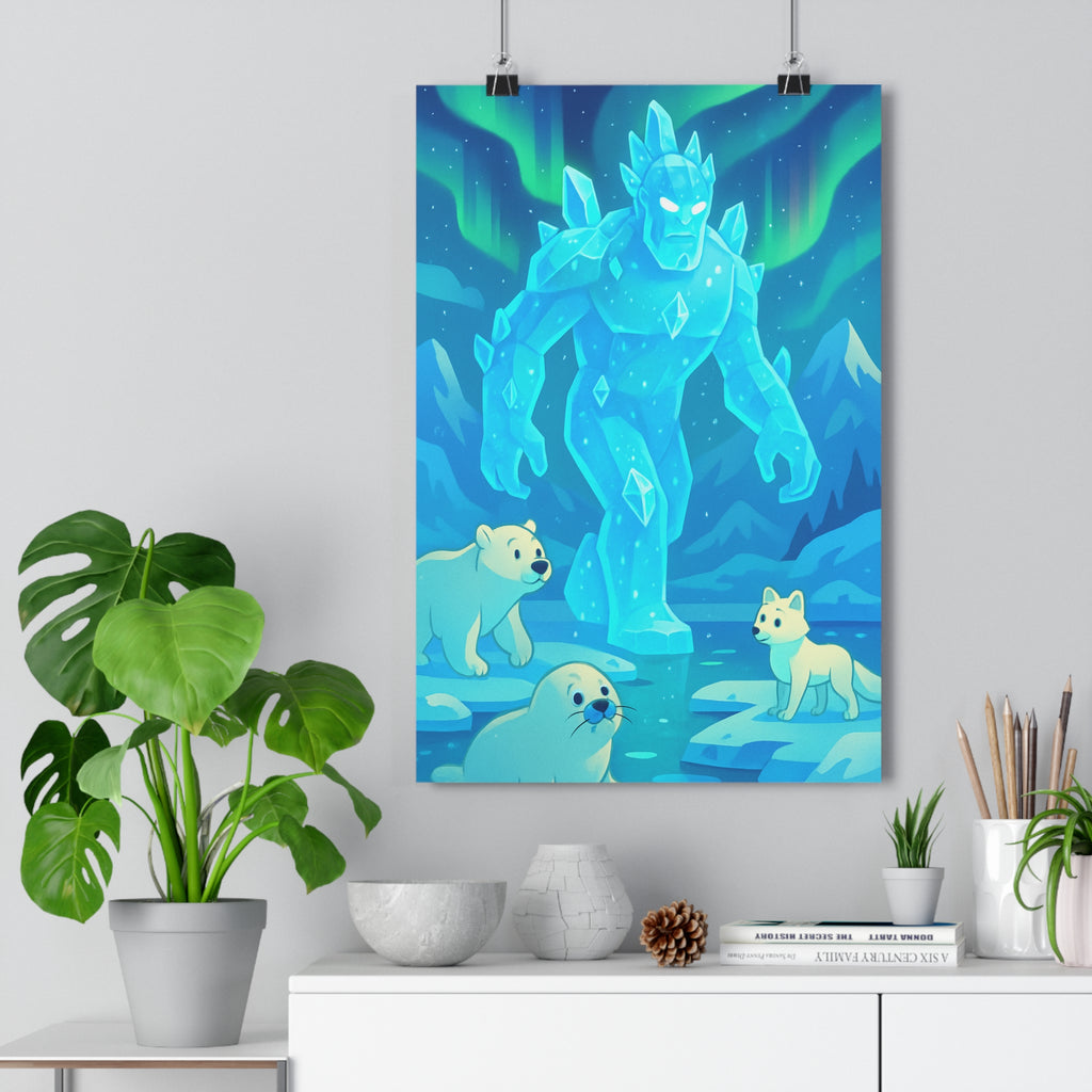 Poster décoratif mystique glace bleu vert salon bureau ambiance arctique moderne format 30x46 cm