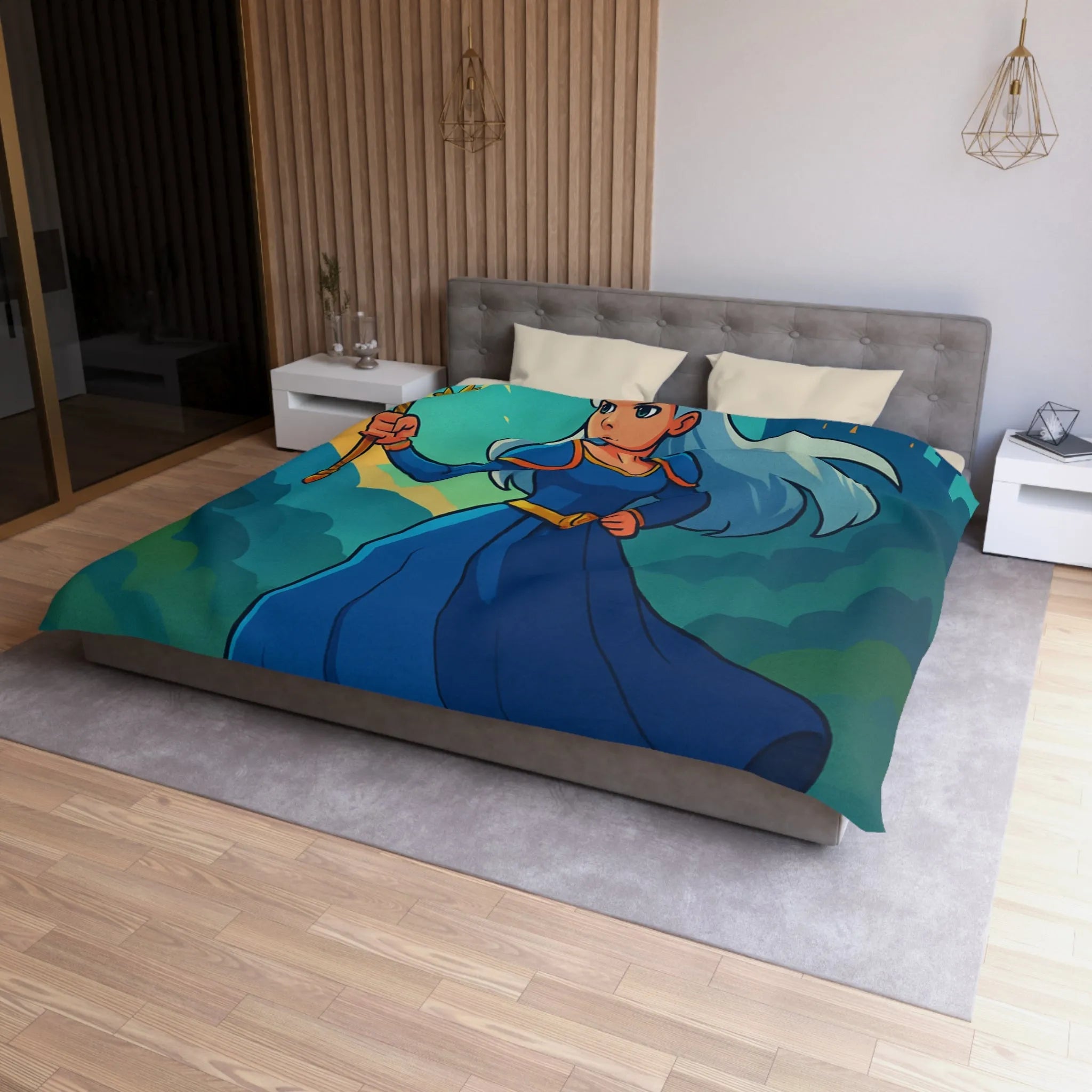 Housse de Couette Microfibre Art Graphique Contemporain Style Décoratif Chambre Tendance