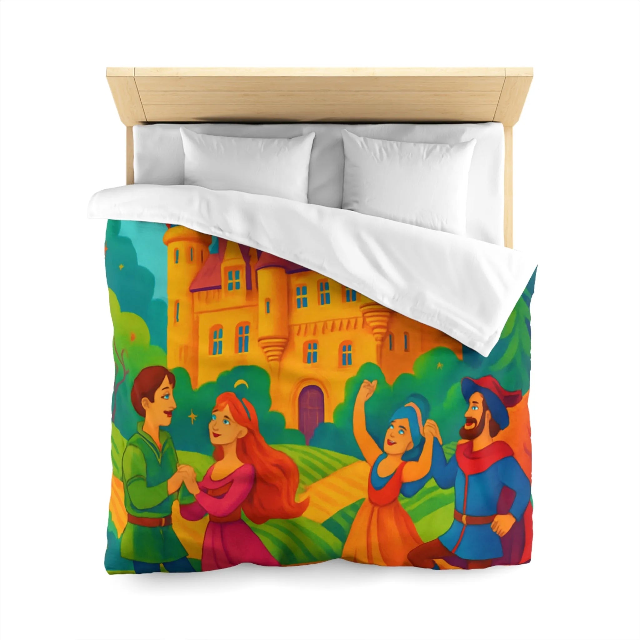 Château Enchanté Coloré et Danse Joyeuse en Paysage Féérique Idéal pour Chambres d'Enfants