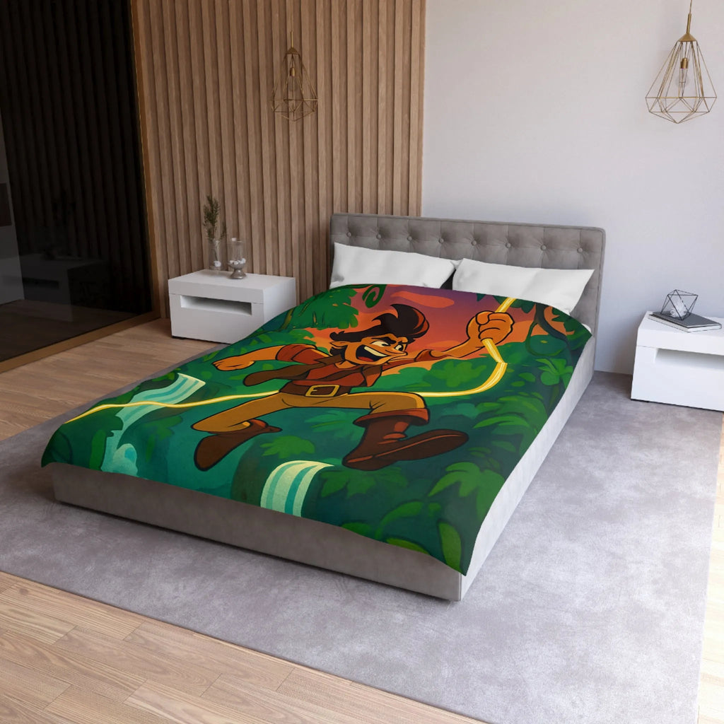 Housse de couette aventure jungle vibrante cascade pour chambre à thème nature