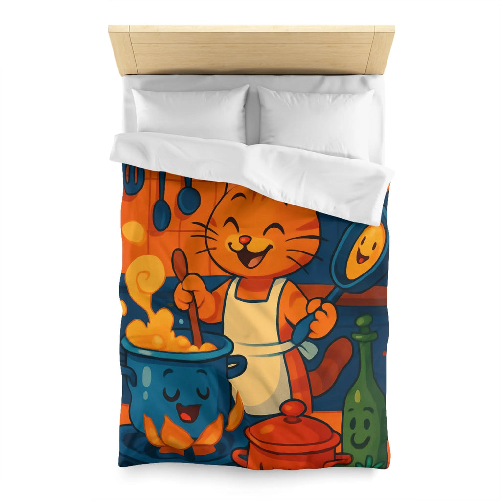 Adorable Chat Cuisinier Heureux dans une Cuisine Colorée et Animée avec Accessoires Joyeux