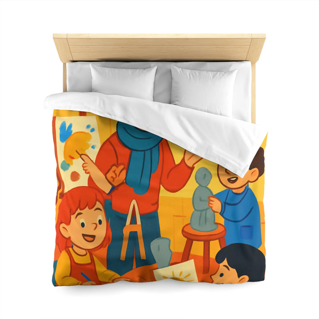 Enchantez votre chambre avec une housse de couette colorée pour enfants sur le thème artistique