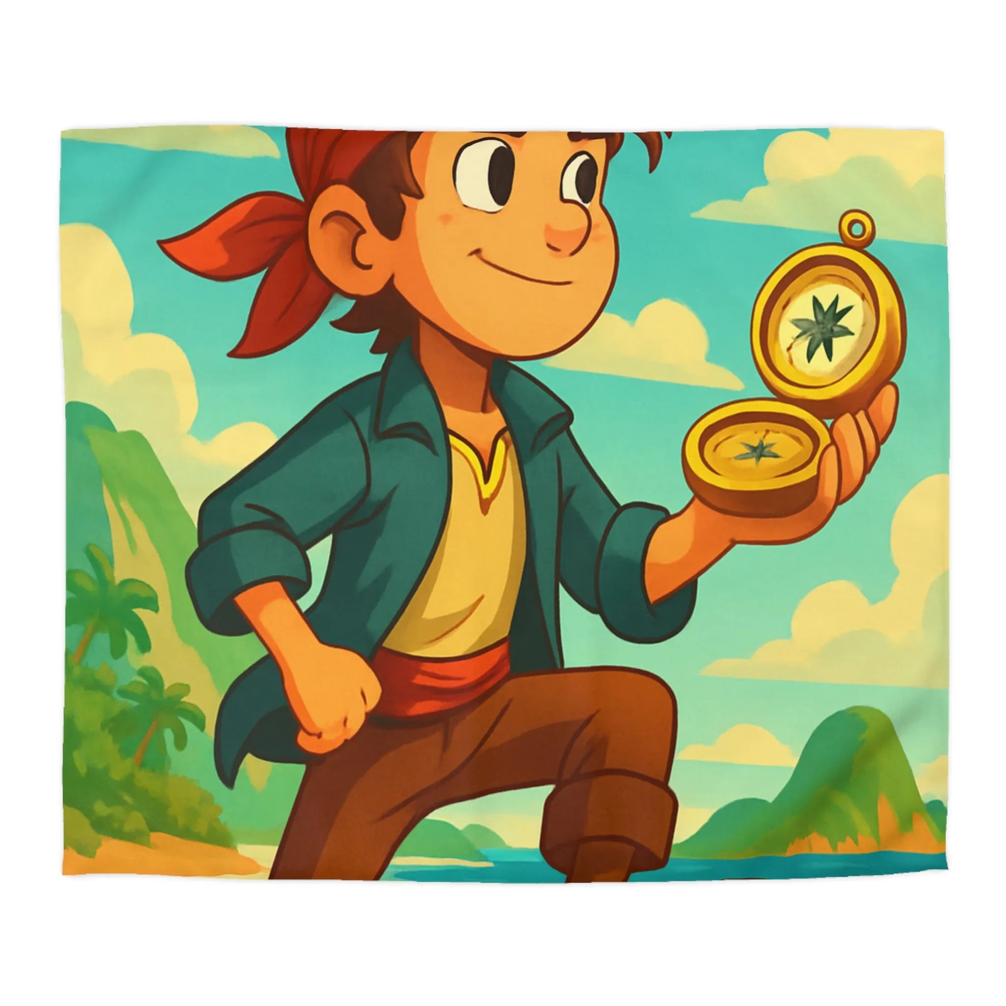 Aventurier intrépide sur un bateau avec une boussole en quête de trésors maritimes