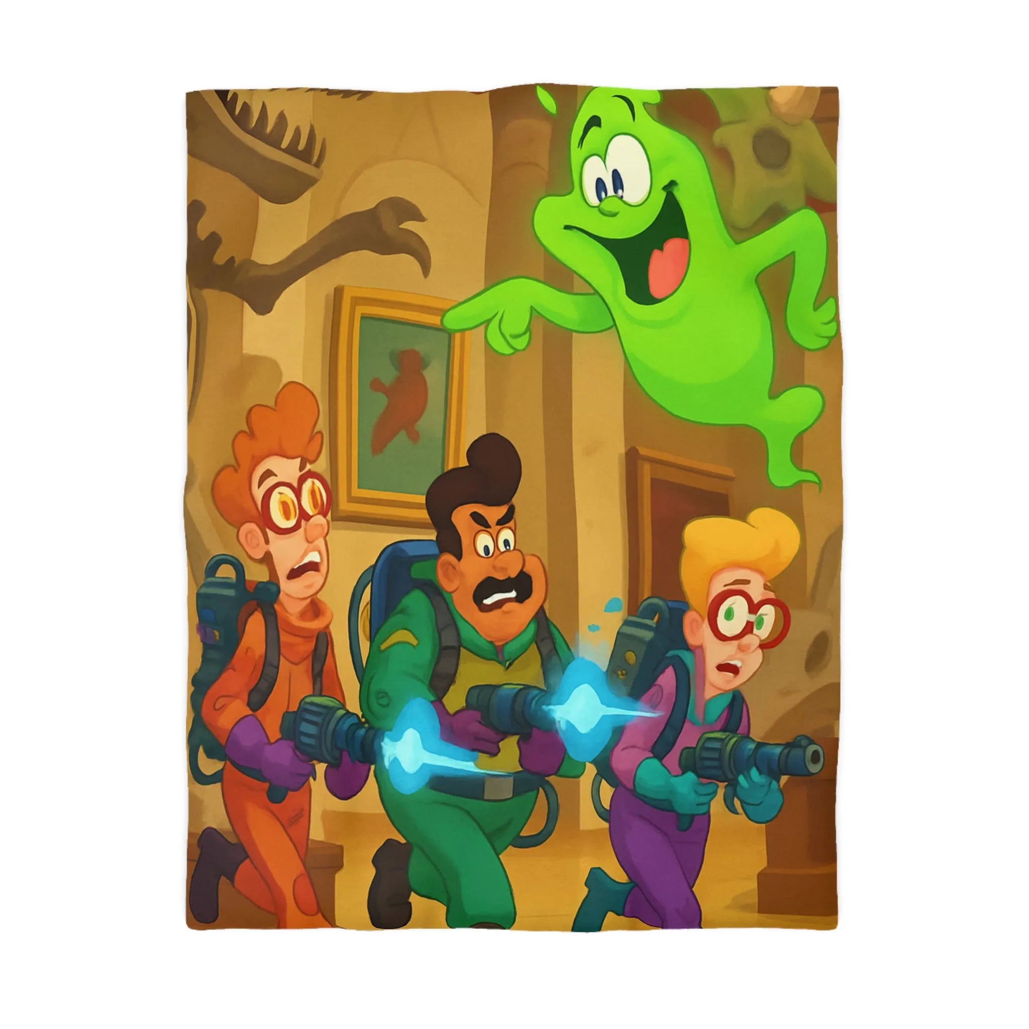 Housse de couette colorée avec chasseurs de fantômes et ambiance amusante de musée