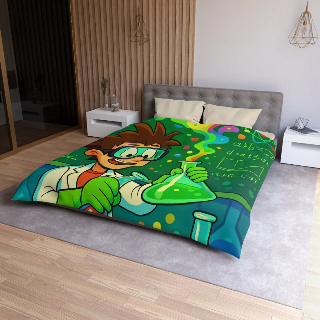 Housse de couette colorée pour enfants avec motif laboratoire scientifique amusant et éducatif