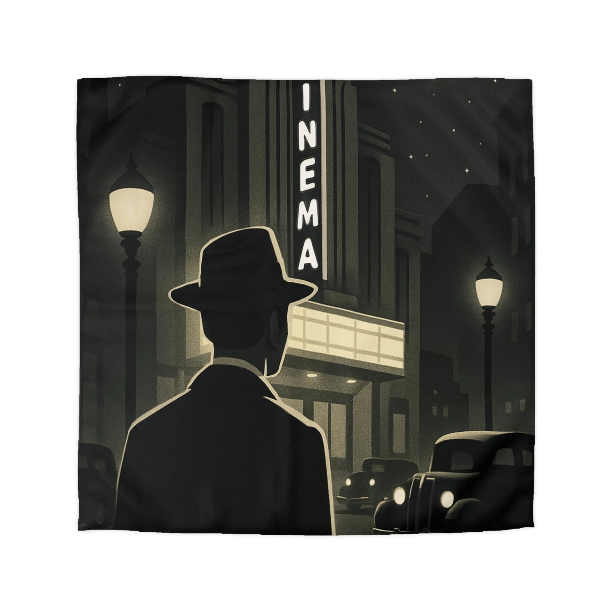 Housse de Couette Inspirée par Cinéma Rétro avec Élégant Motif Noir et Blanc