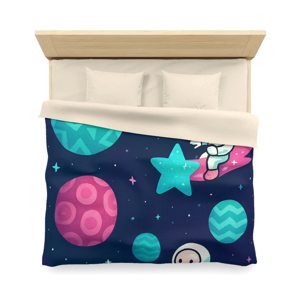 Explorez l'univers magique avec des astronautes joyeux sur fond stellaire pour enfants