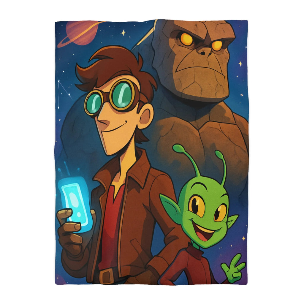 Housse de Couette Enfantine avec Personnages de Science-Fiction Stylisés et Univers Fantastique