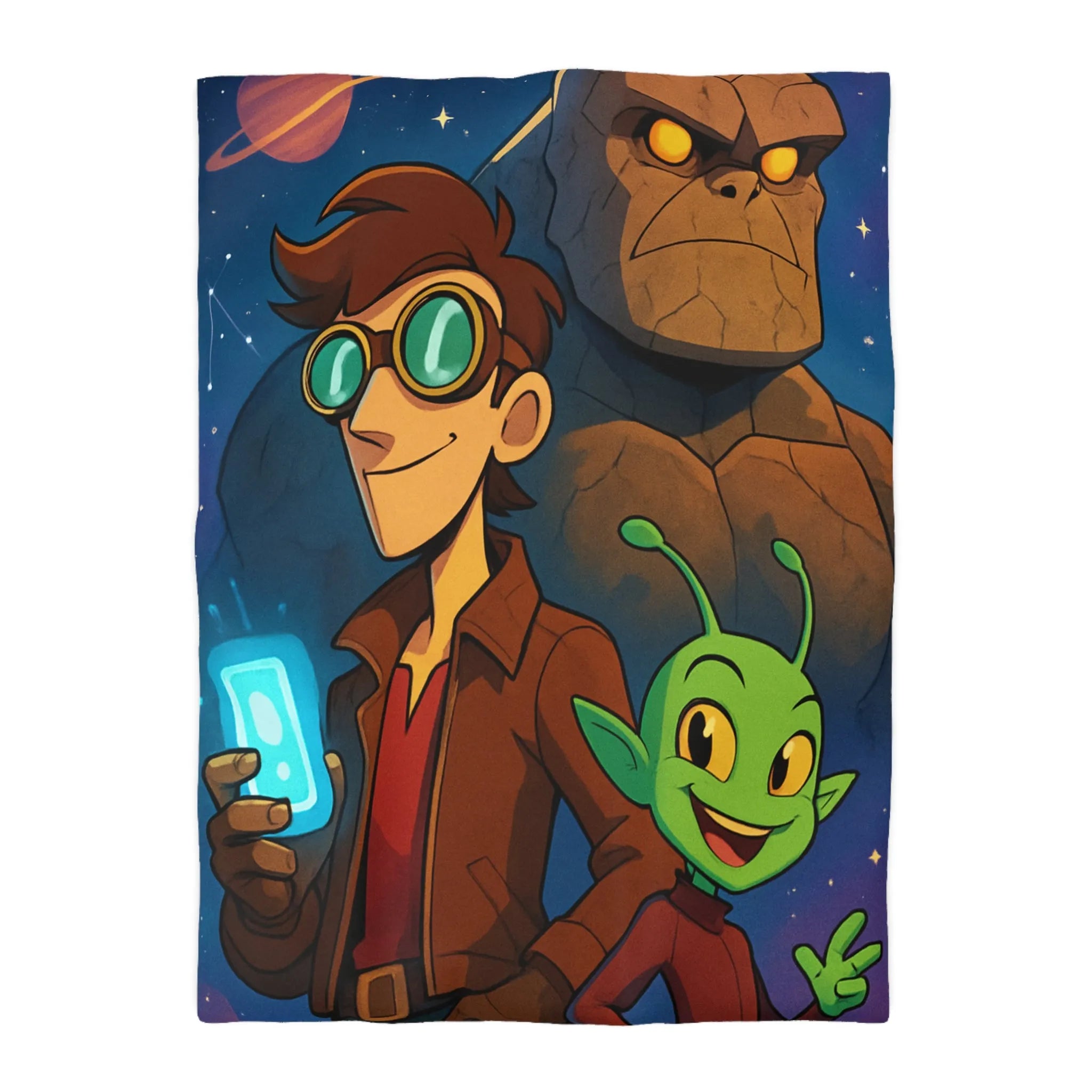 Housse de Couette Enfantine avec Personnages de Science-Fiction Stylisés et Univers Fantastique