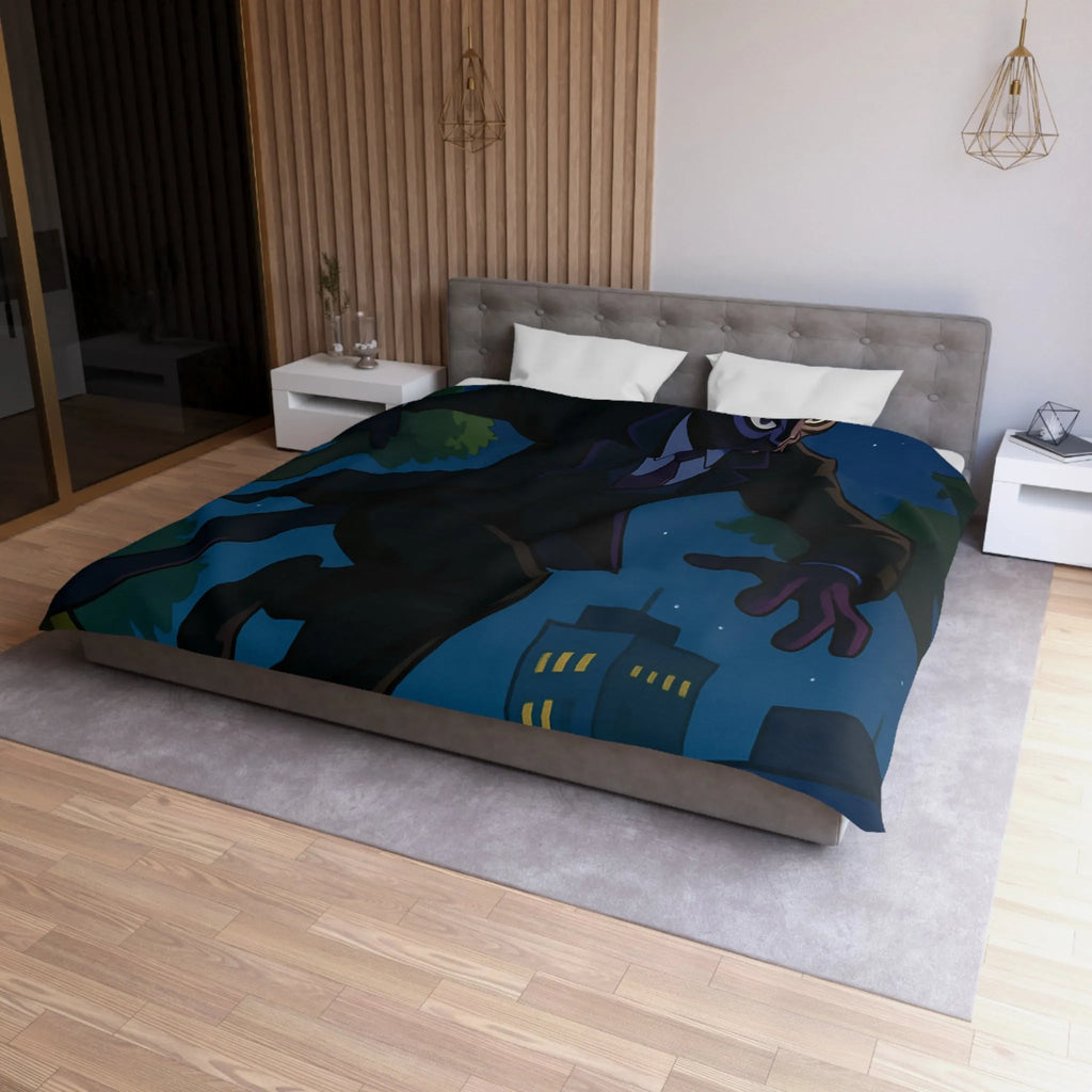 Housse De Couette Chat Masqué Élégant En Ville La Nuit Urbain Mystérieux