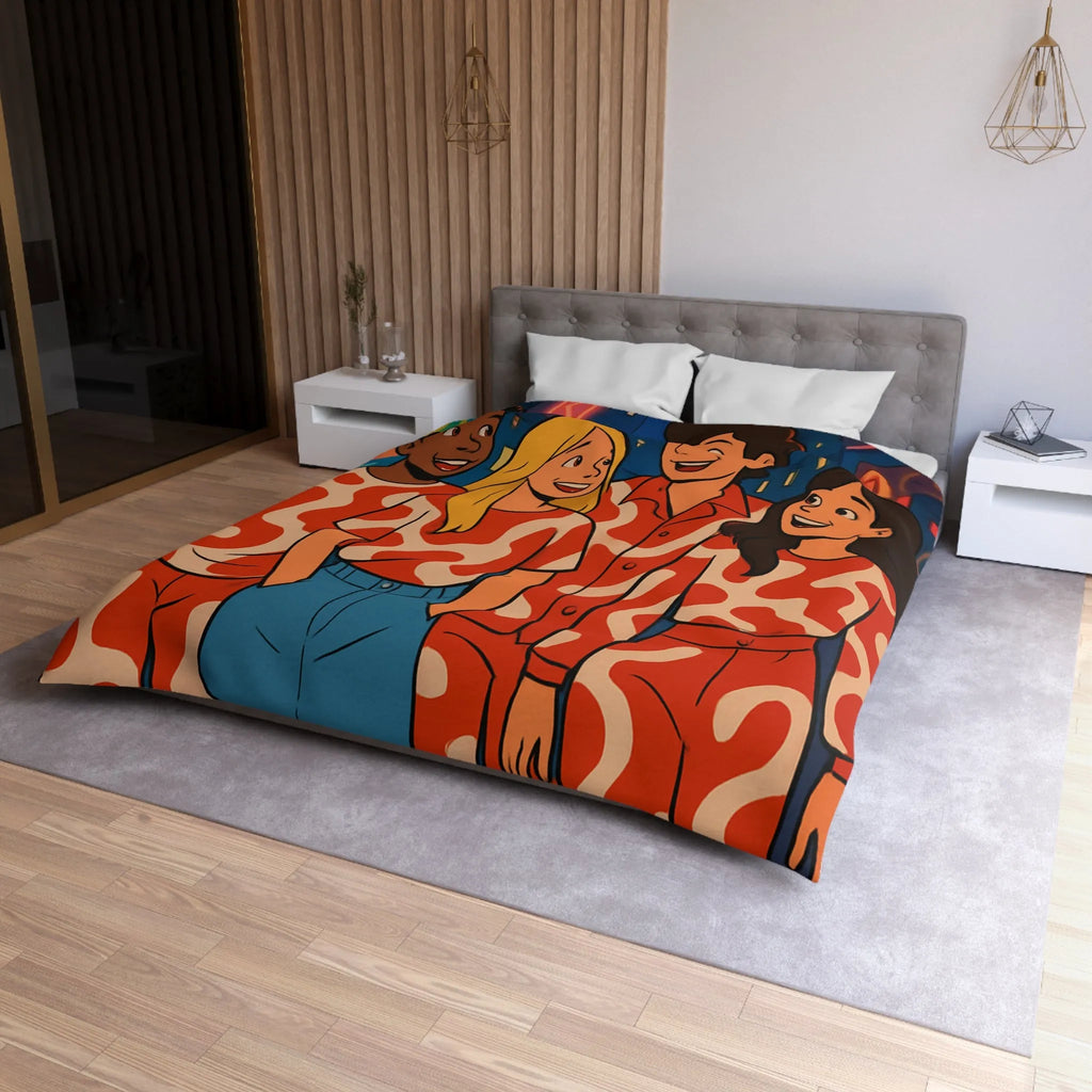 Housse de couette colorée avec design graphique enroulant style moderne pour chambre urbaine