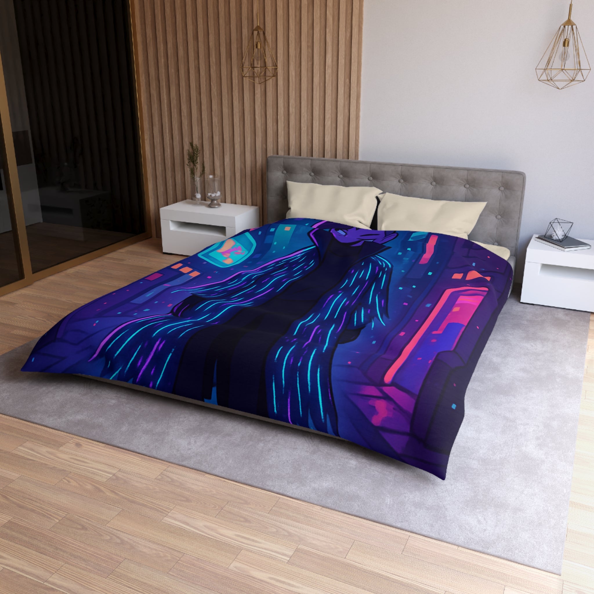 Housse de Couette Microfibre Design Artistique Moderne Décoration Chambre Confort Premium