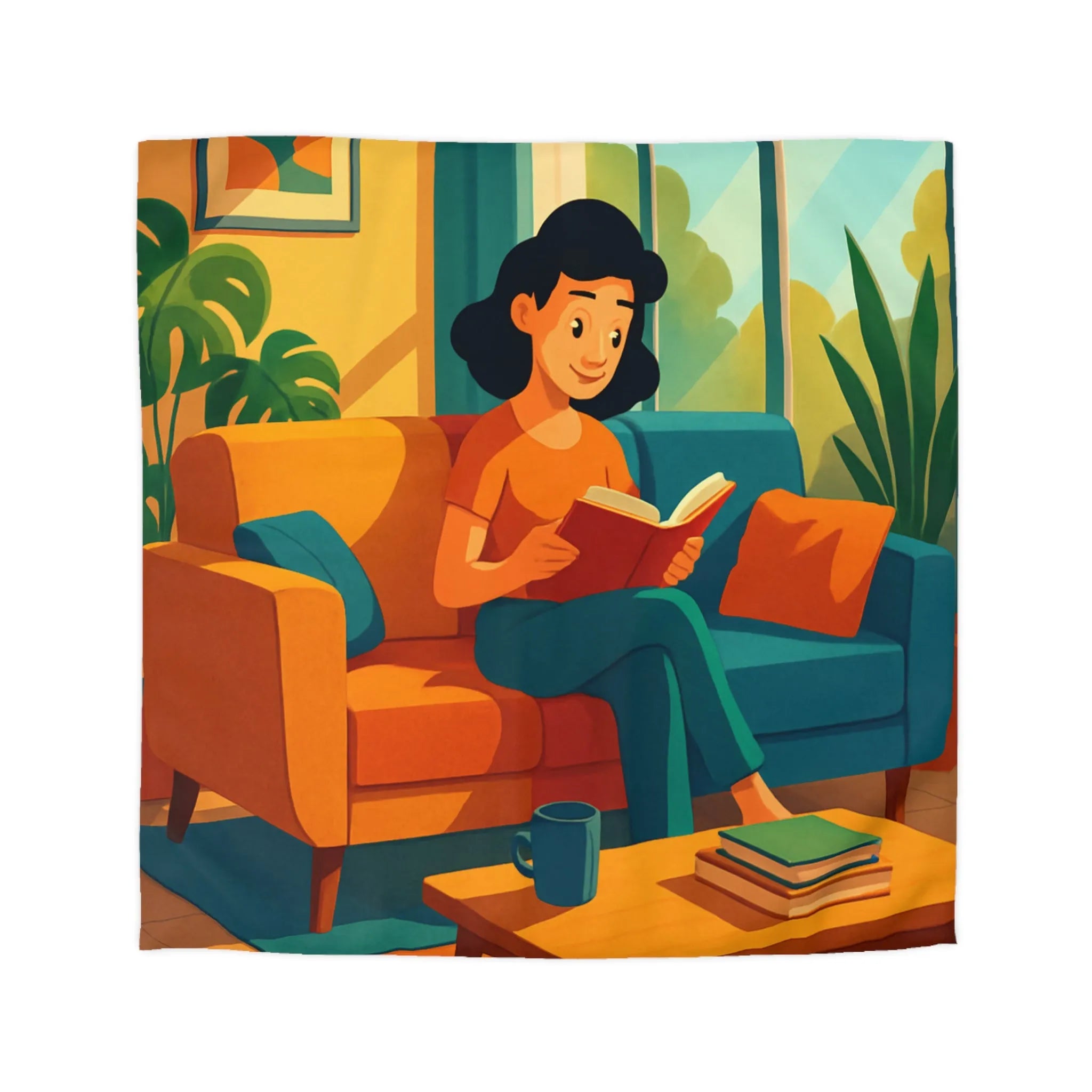 Housse de couette colorée pour ambiance chaleureuse inspirée de l'art moderne et rétro