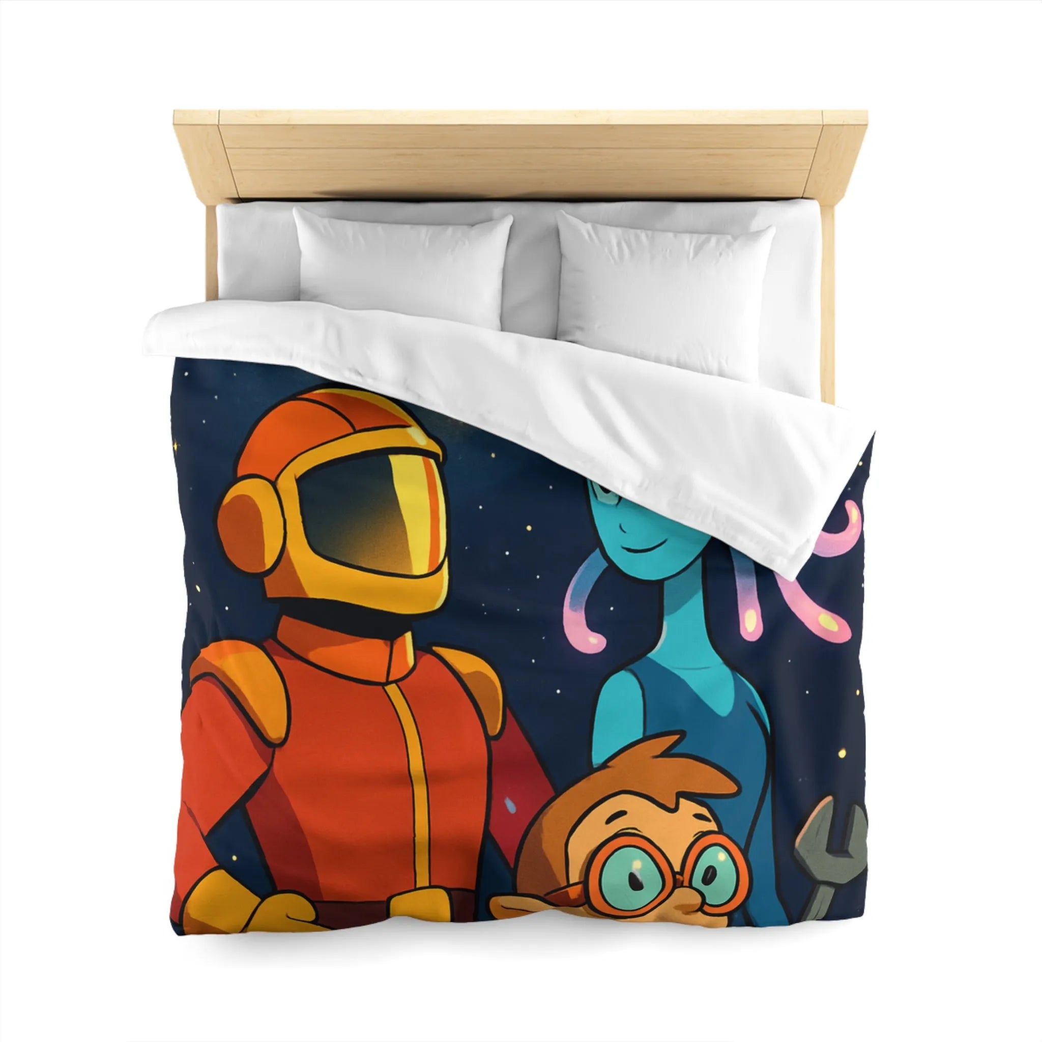 Housse Couette Galaxie : Astronaute, Extraterrestre et Enfant Brillant pour Chambre Cosy
