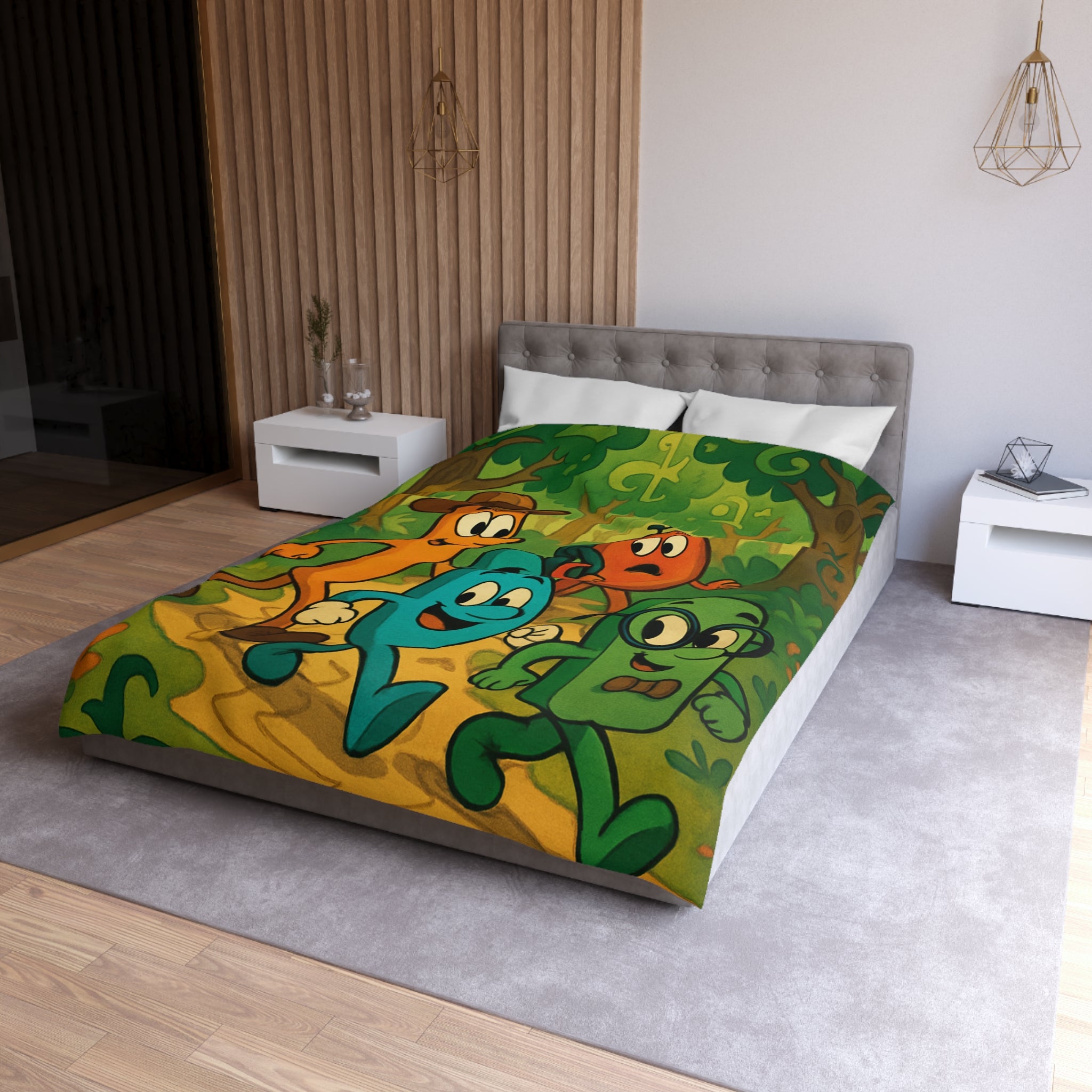 Housse de Couette Microfibre Motif Créatif Original Style Contemporain Chambre Élégante