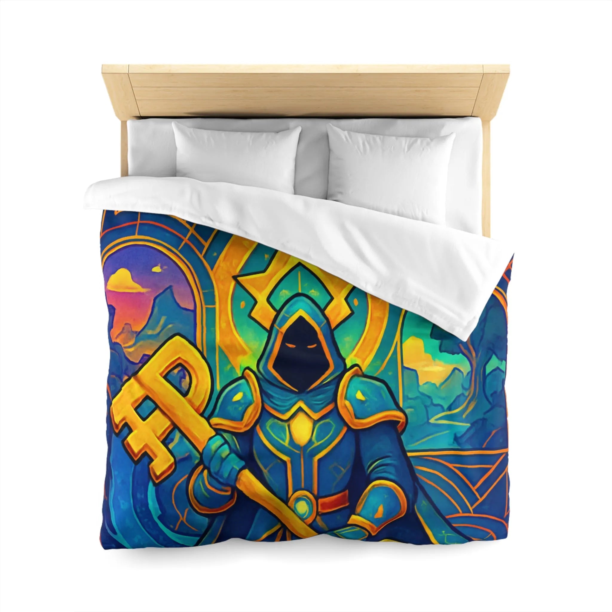 Housse de Couette Magicien Mystique avec Clef et Dragon pour Ambiance Enchantée