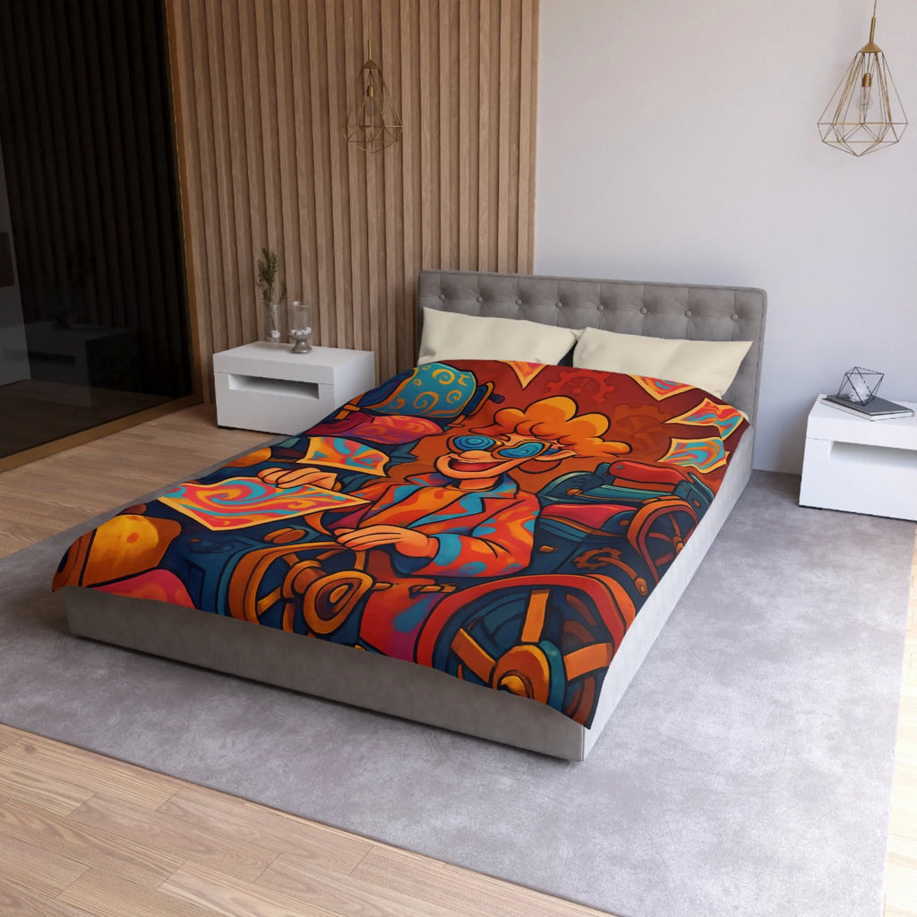 Housse de Couette Artistique avec Motifs Tourbillonnants et Couleurs Vives Pour Ambiance Ludique