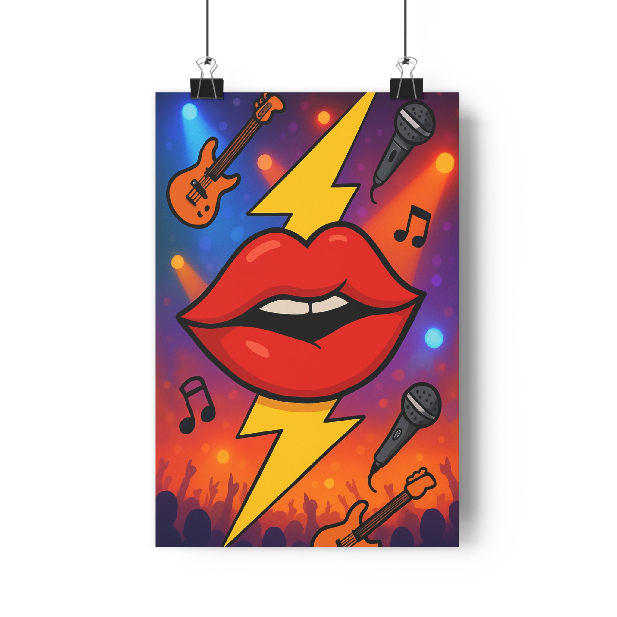 Poster décoratif cartoon rouge jaune rock vibrant musique concert salon chambre dynamique psychédélique multicolore