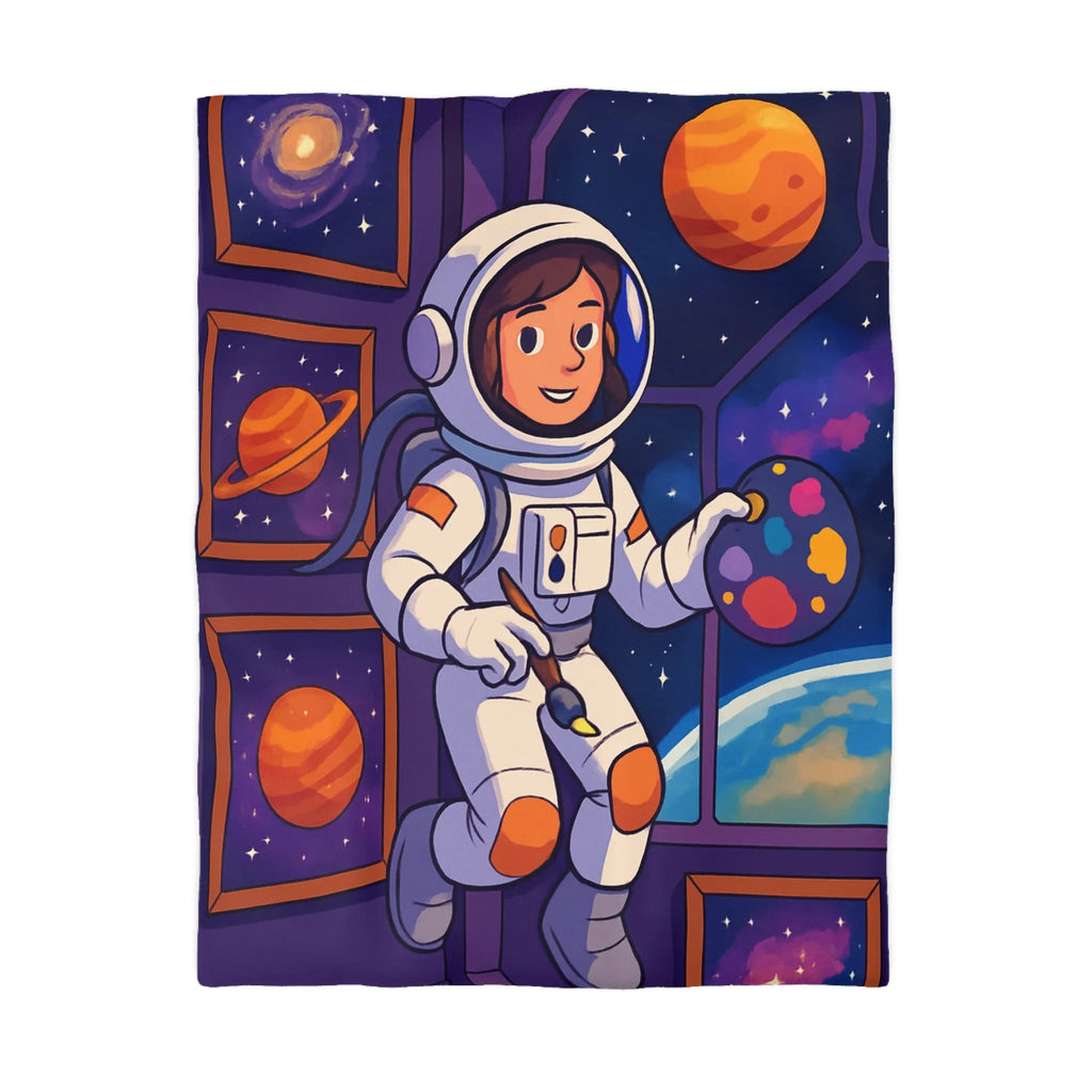 Housse de Couette Astronaute Créatif Enfant, Espace Coloré, Exploration Cosmique Univers Visible