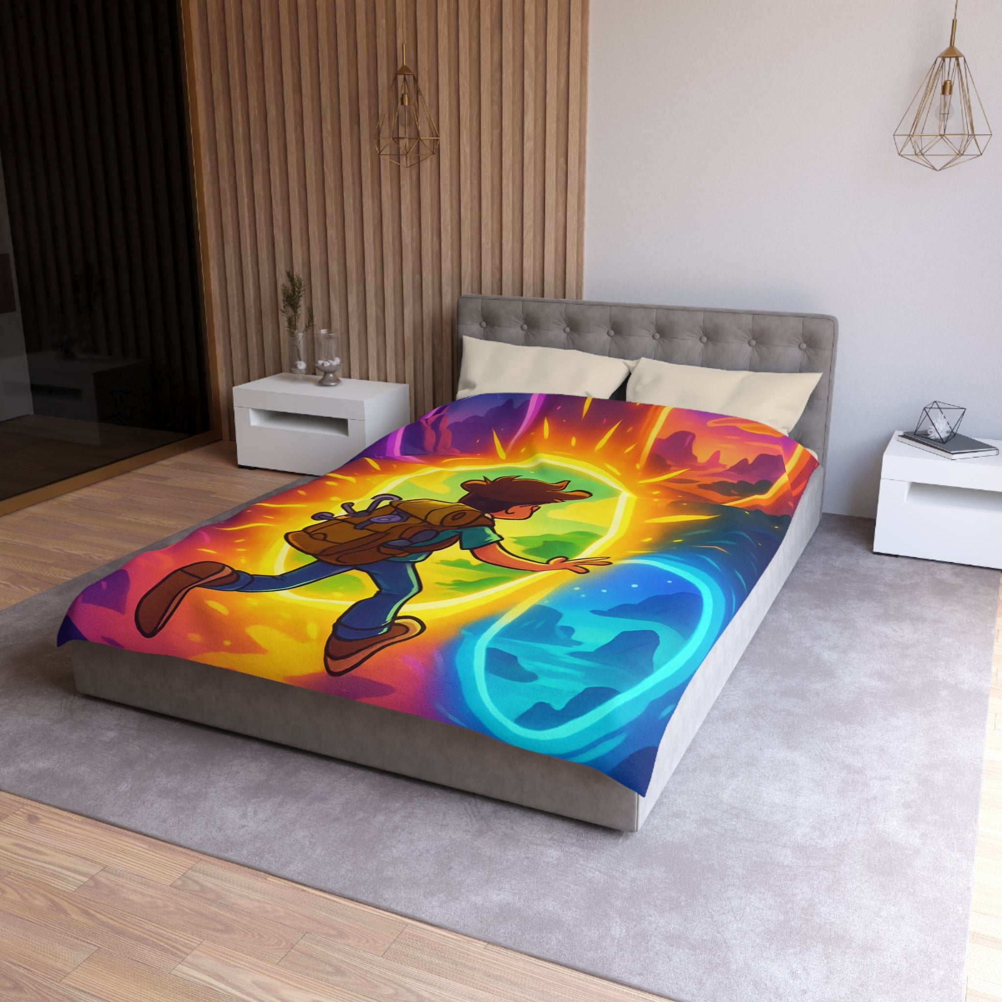 Spacieux Monde Dessiné : Couette Aventure Porte Portail Multivers Enfant Univers Coloré