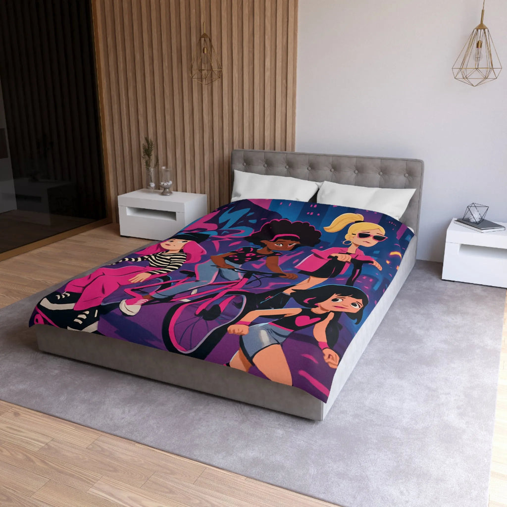 Housse de Couette Microfibre Art Graphique Contemporain Style Décoratif Chambre Tendance