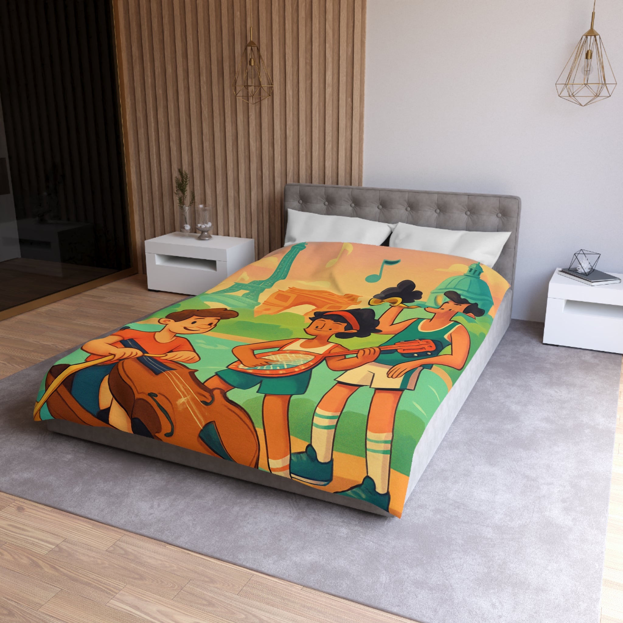 Housse de Couette Microfibre Illustration Unique Design Moderne Décoration Intérieure Raffinée