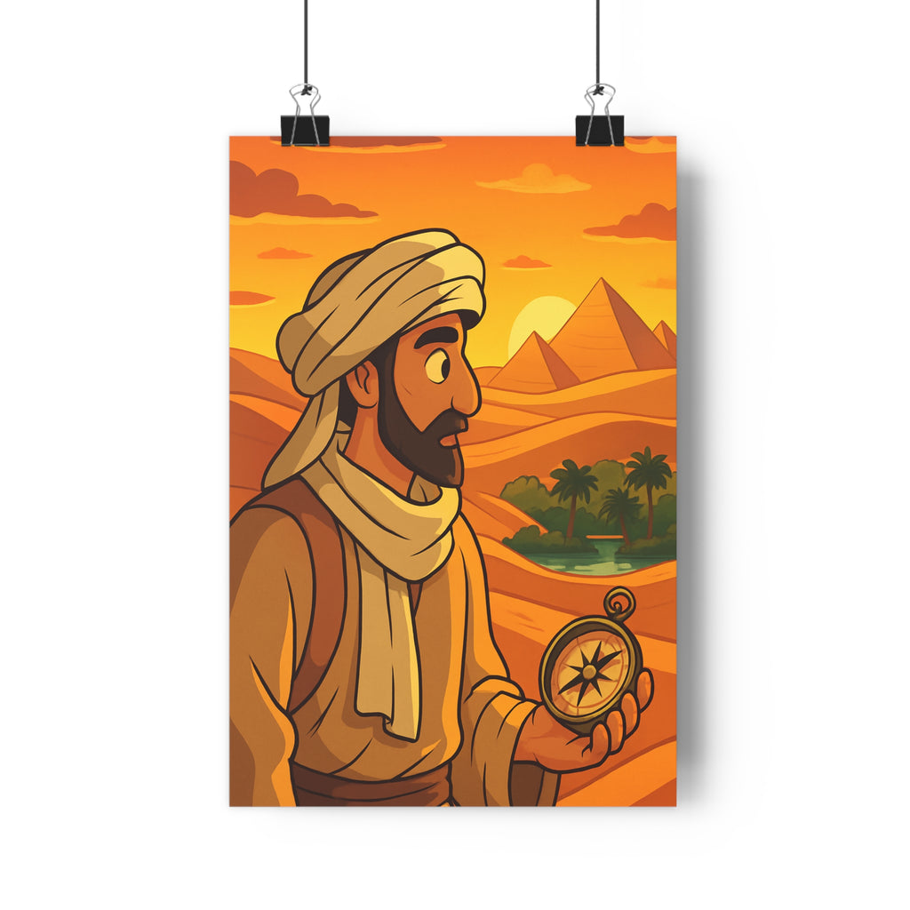 Poster décoratif aventure dessin animé couleurs chaudes dorées salon bureau ambiance mystérieuse 30x46 cm