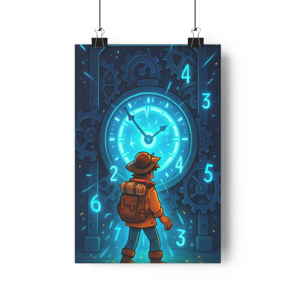 Poster décoratif aventure sciencefiction rétro bleu turquoise dessin animé mystérieux futuriste bureau chambre 30x46