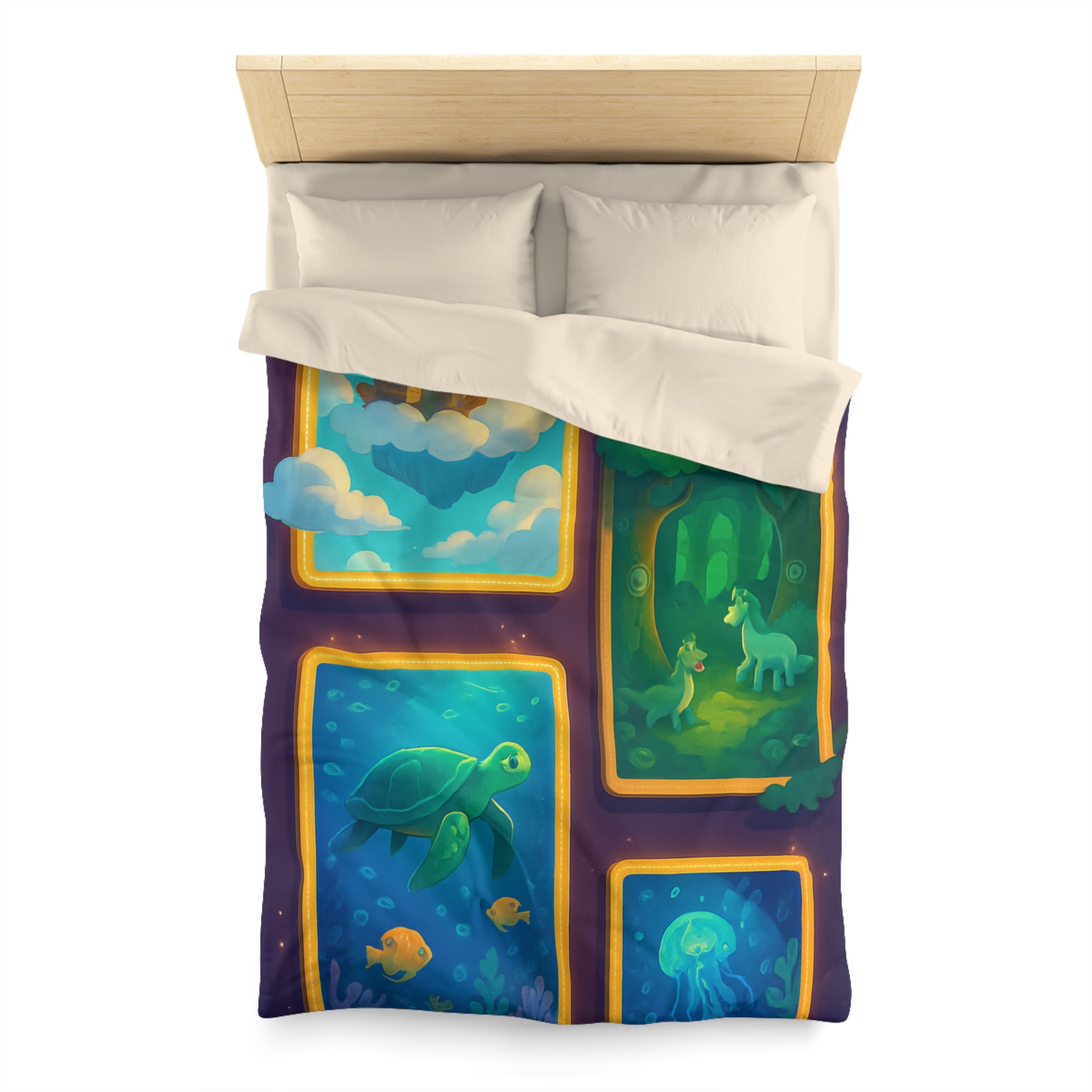 Housse de Couette Microfibre Design Artistique Moderne Décoration Chambre Confort Premium