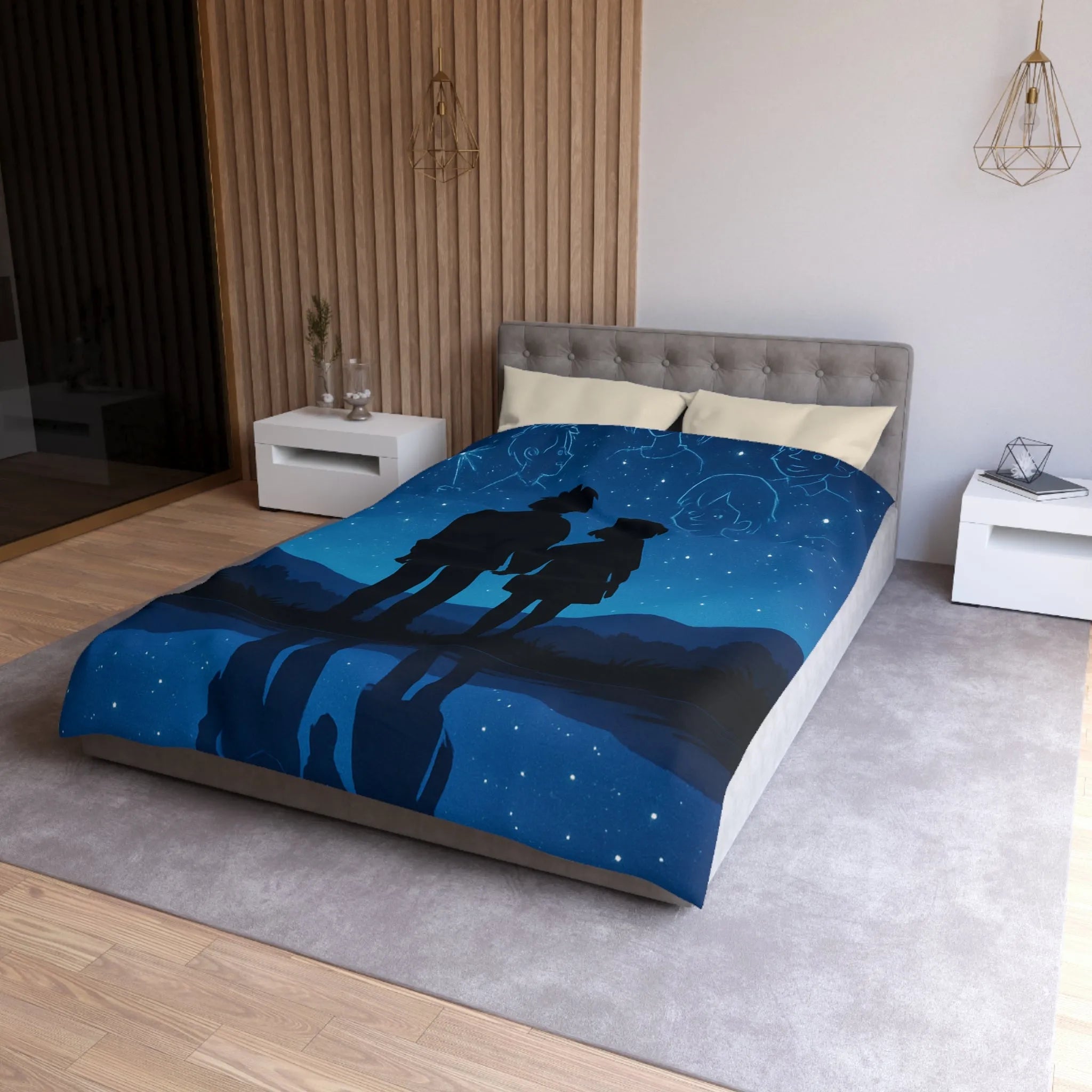 Housse de Couette Microfibre Art Graphique Contemporain Style Décoratif Chambre Tendance