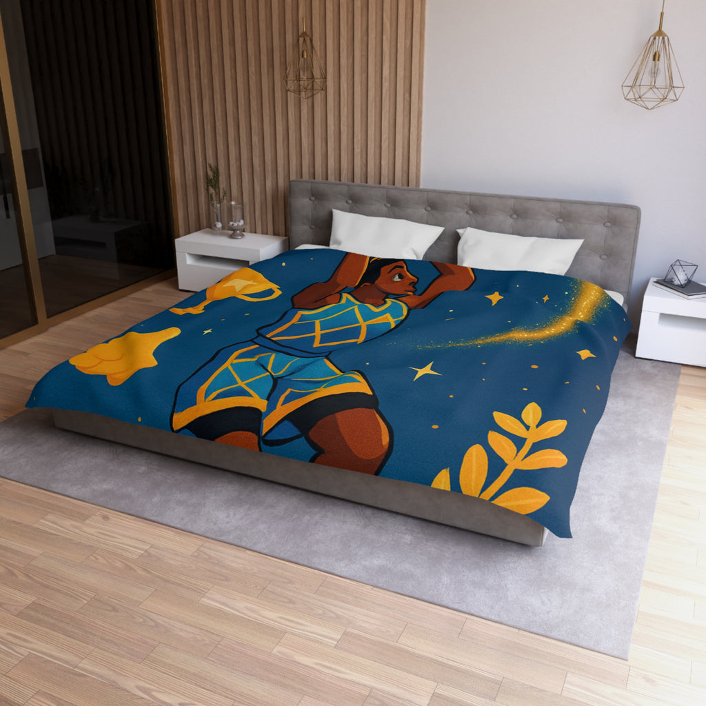 Housse de Couette Thématique Basket avec Étoiles et Trophée pour Fans Sportifs