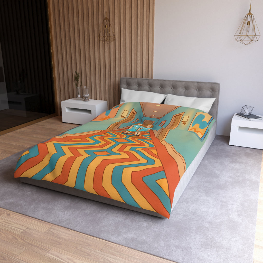 Housse de couette motif géométrique rétro et ambiance inspirée de films classiques d'horreur