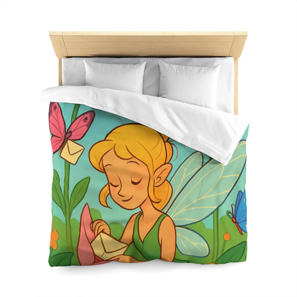 Fée des Jardins Éthérés avec Lettres Magiques et Fleurs Vibrantes pour Enchantement Nocturne