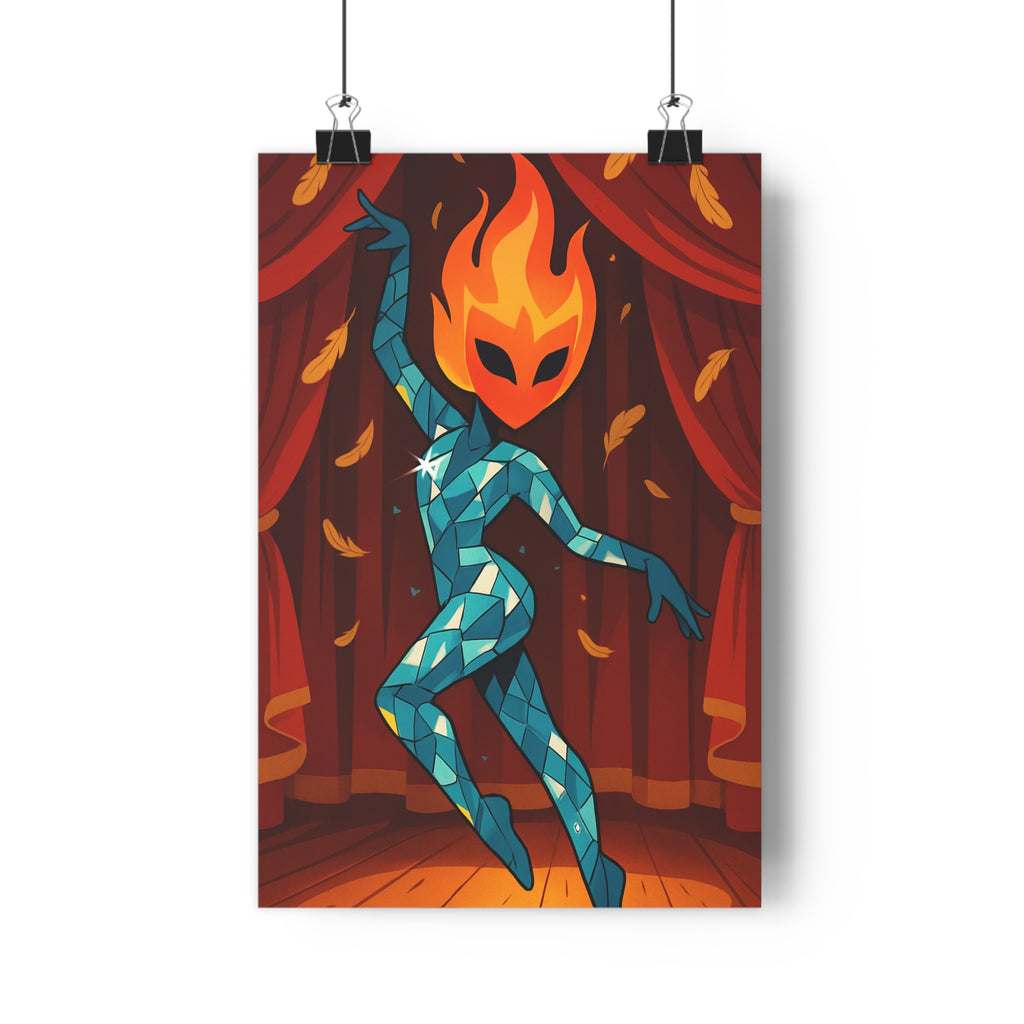 Poster décoratif théâtral baroque bleu rouge visage audacieux salon chambre ambiance artistique unique qualité