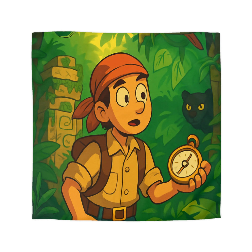 Exploration jungle animée avec boussole, perroquet, serpent et léopard pour chambre exotique